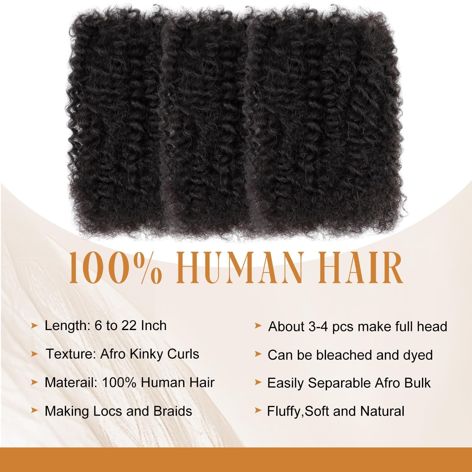 Obeani Afro Kinkys Bulk Human Hair For Braiding 30G/Pc Brazilian Remy Human