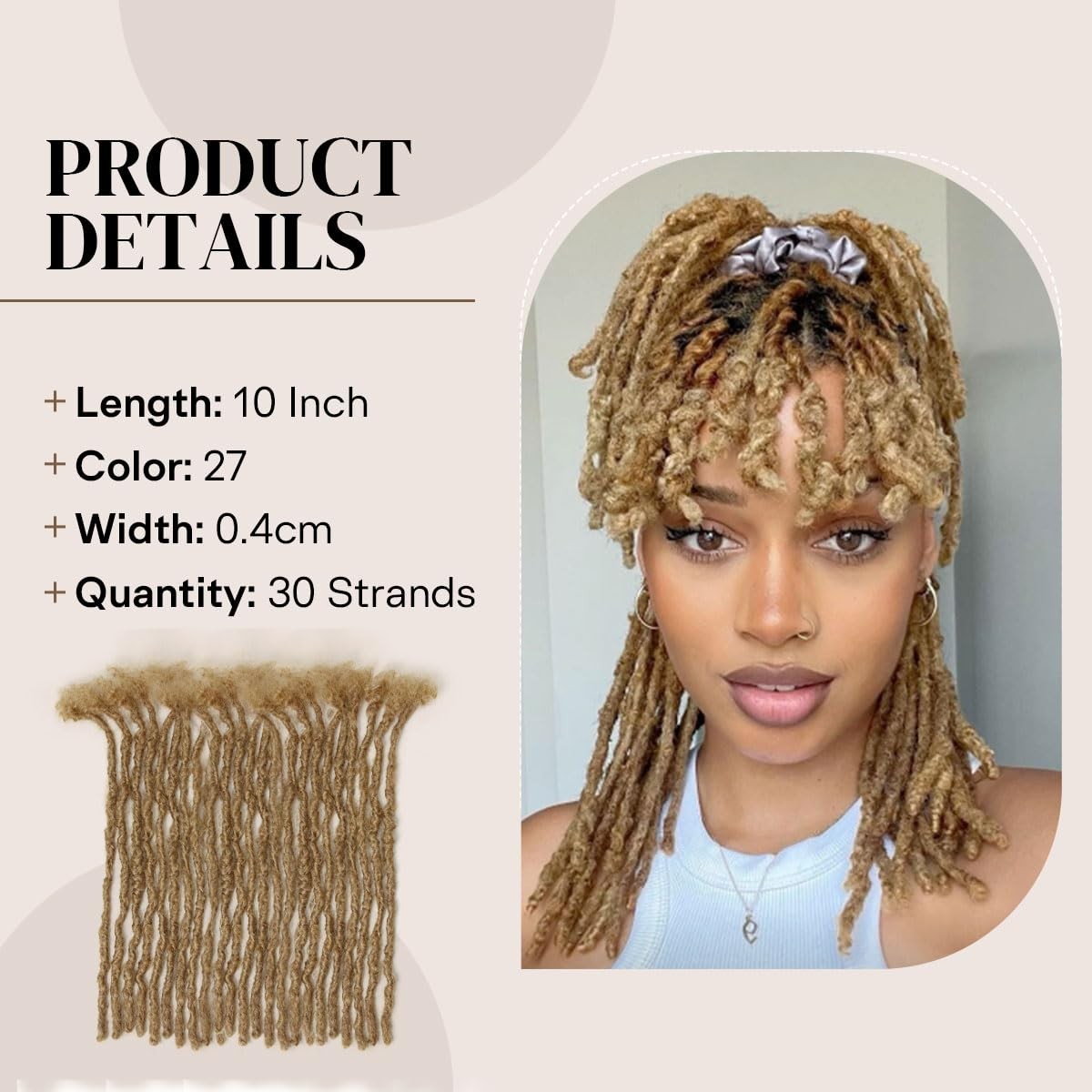 Siphis 10 Inch 30 Stands 0.4Cm Interlocking Loc Extensions Human Hair Dreadlock
