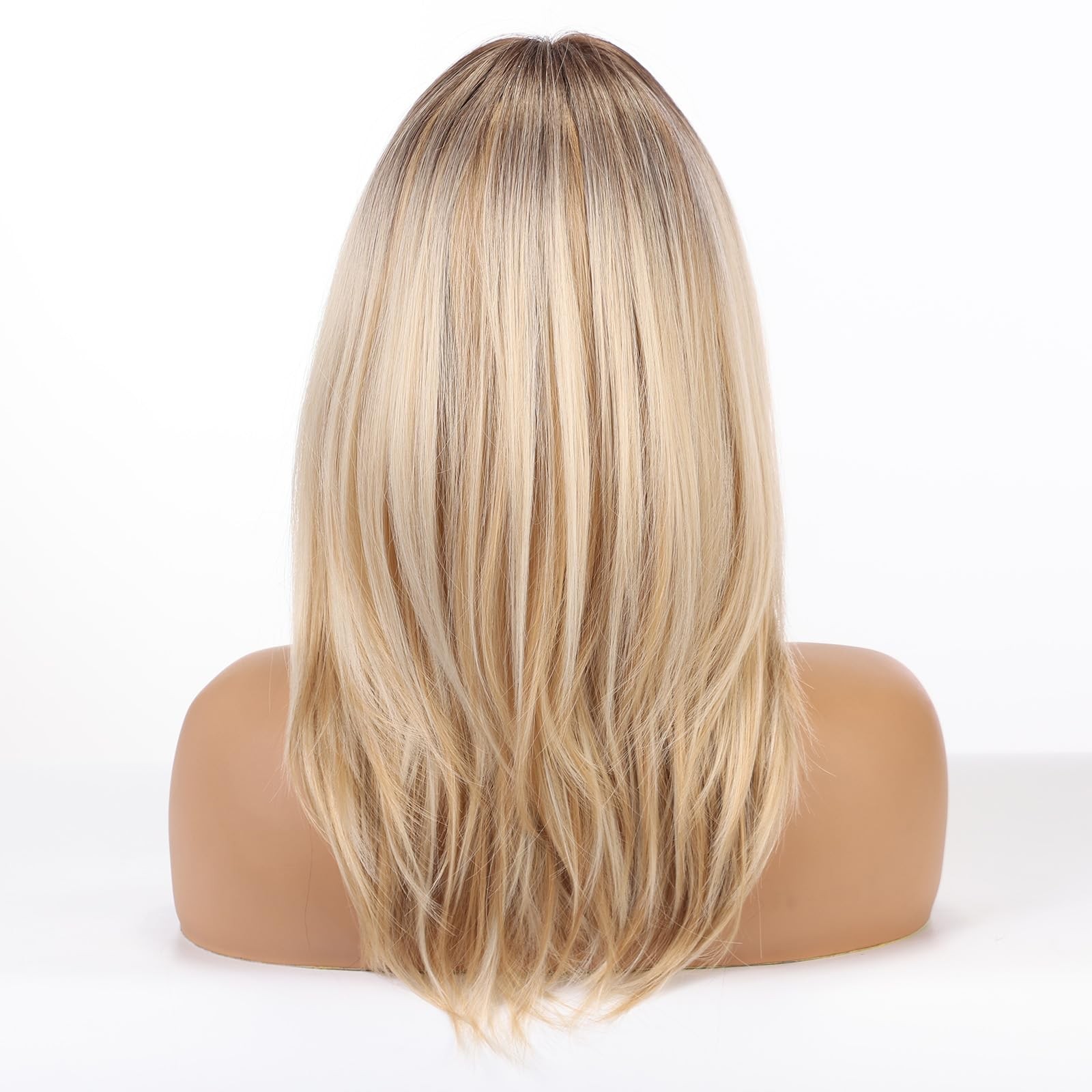 Mixed Blonde Wig with Curtain Bangs Medium Length Layered Hair Wig for Women …