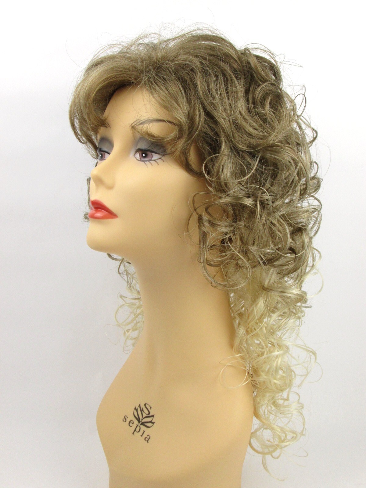 80S WOMENS SHOULDER-LENGTH LAYERED LOOSE CURLS CURLY HAIR WIG W/ BANGS VICTORIAN