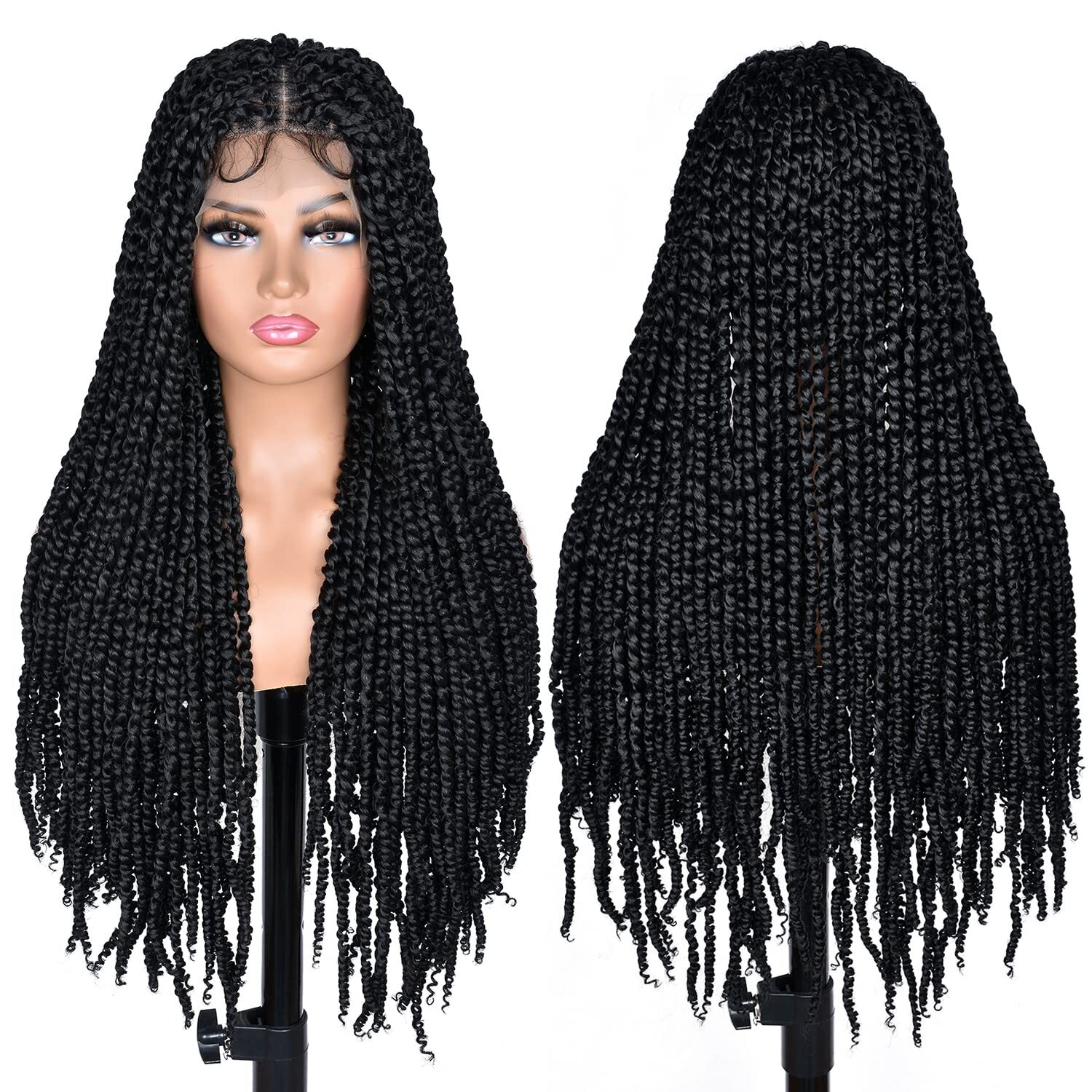 Passion Twist Braiding hair 26inch Black Full Lace Faux Locs wigs with Baby Hair