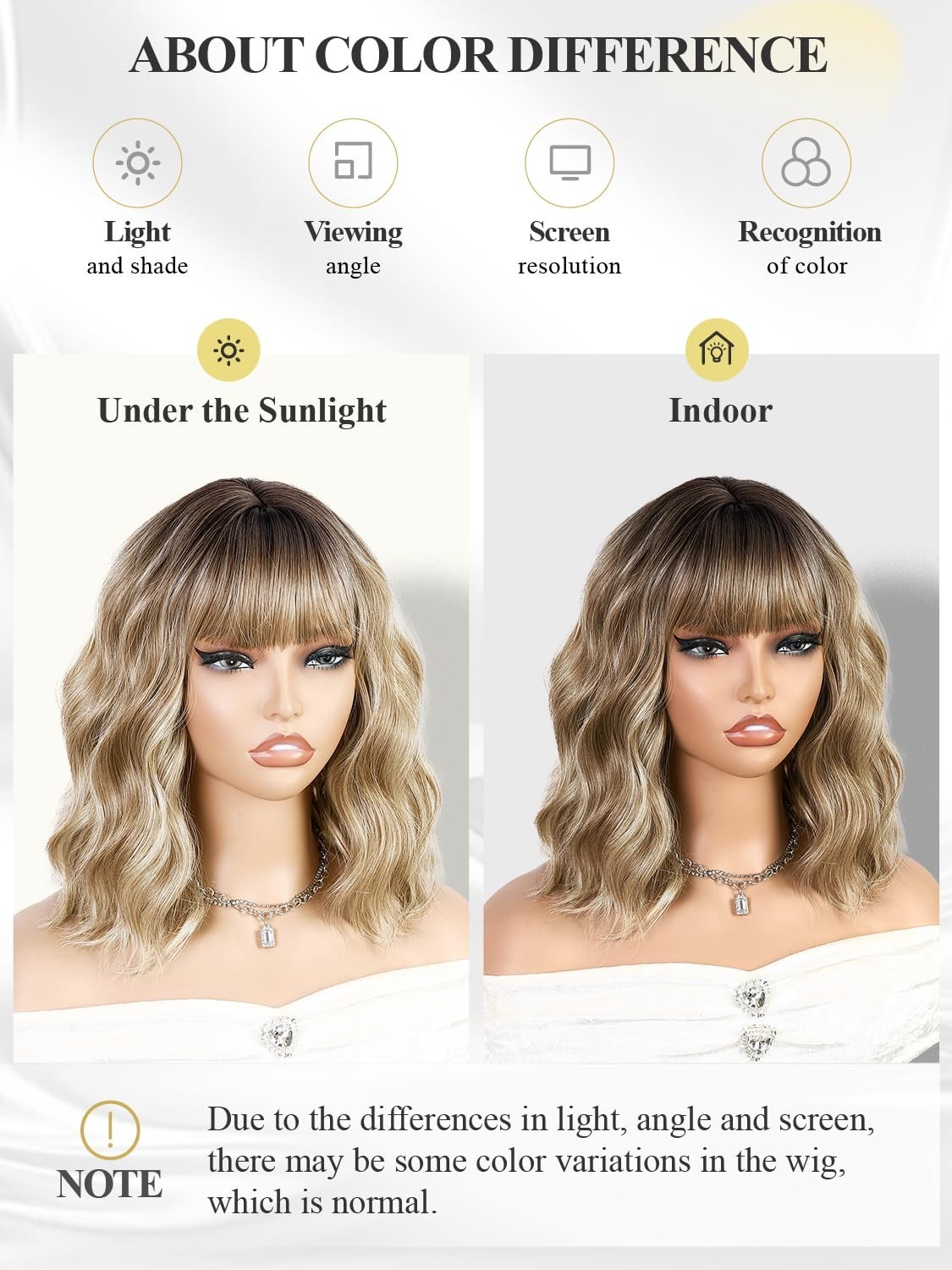 14″ Mixed Blonde Wavy Bob Wig for Women Daily Wear 159E553601