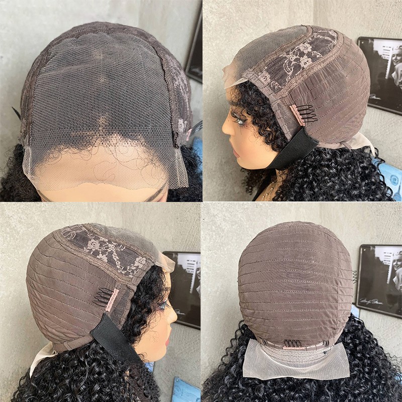 20″ Blend Human Hair Kinky Curly Wigs for Black Women 4×4 Lace Frontal Curly Wig