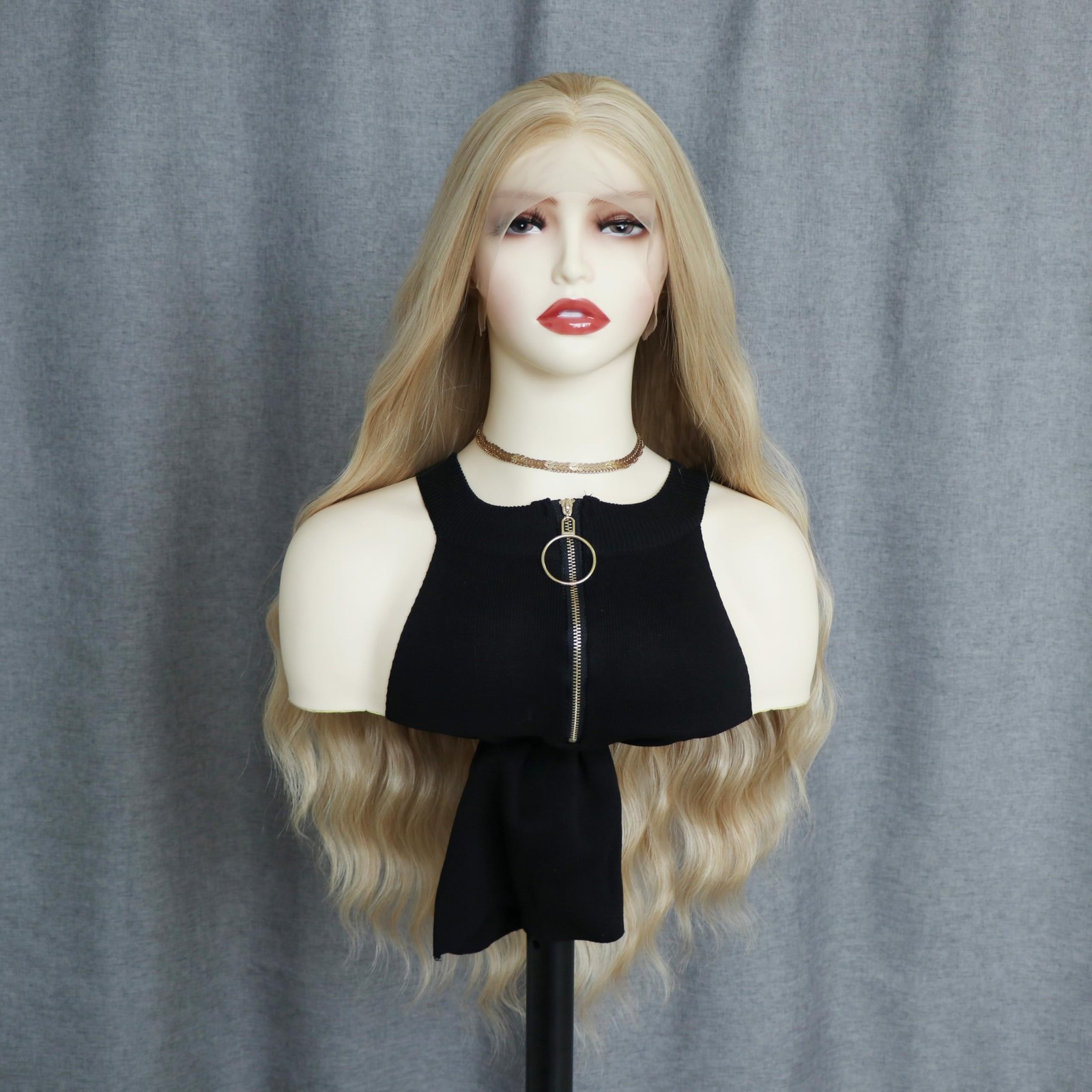 Long Wavy Synthetic Lace Front Wig – Middle Part Hair for Women, Daily & Party U