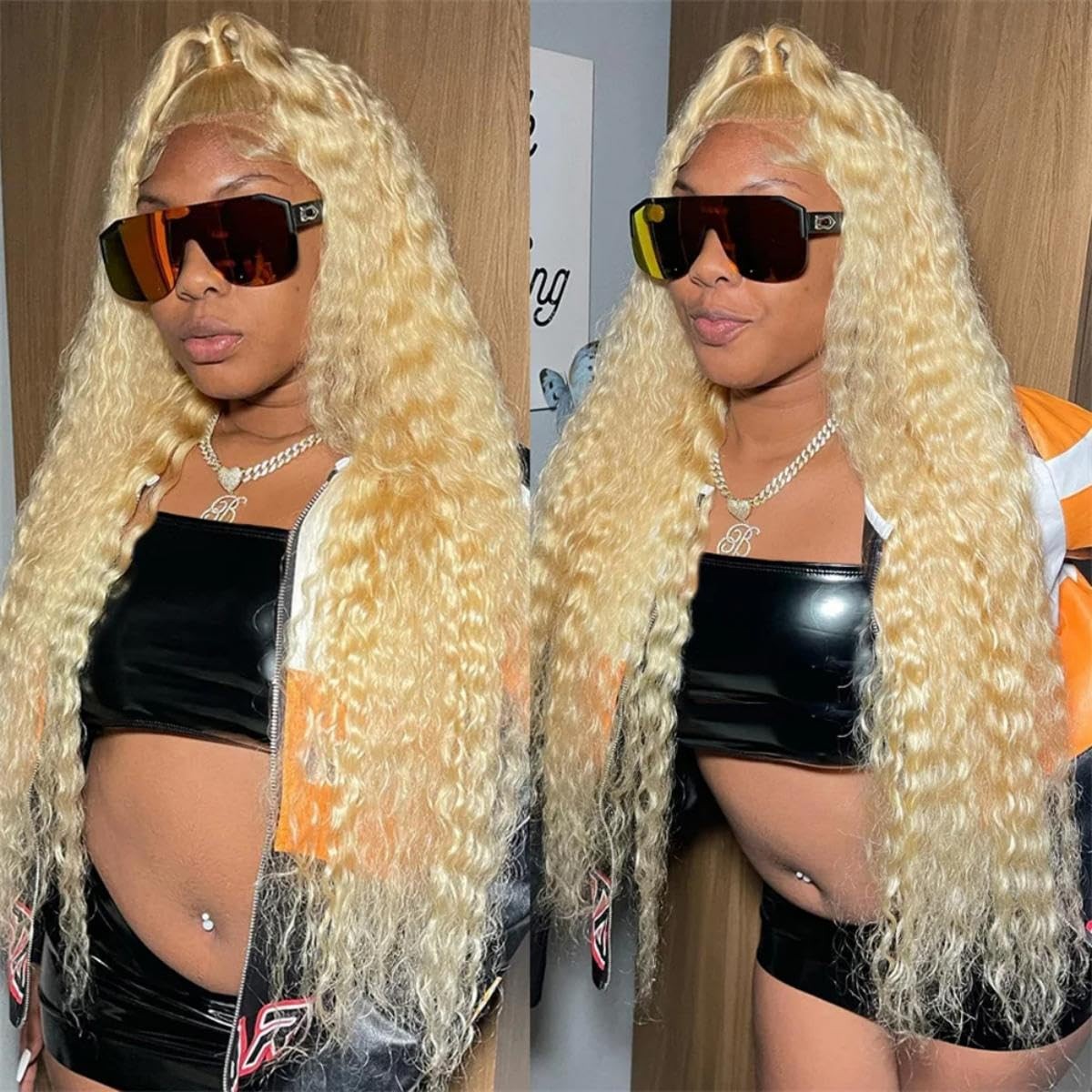 Leximi 613 Blonde Lace Front Wig Human Hair 13X6 Hd Transparent Deep Wave Lace