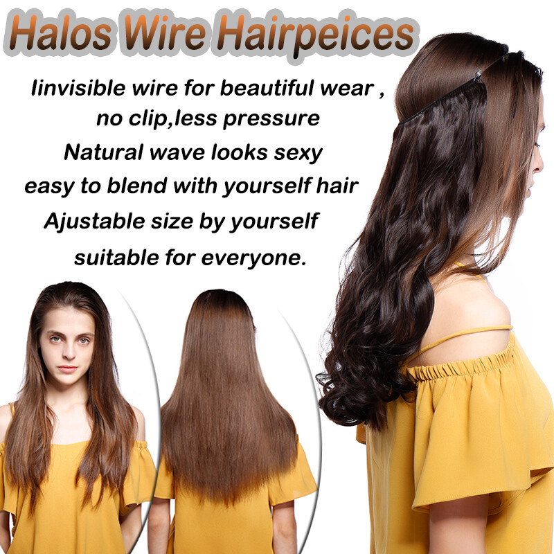 US Thick Full Head Hair Extensions Invisible Hidden Headband Hair Peice