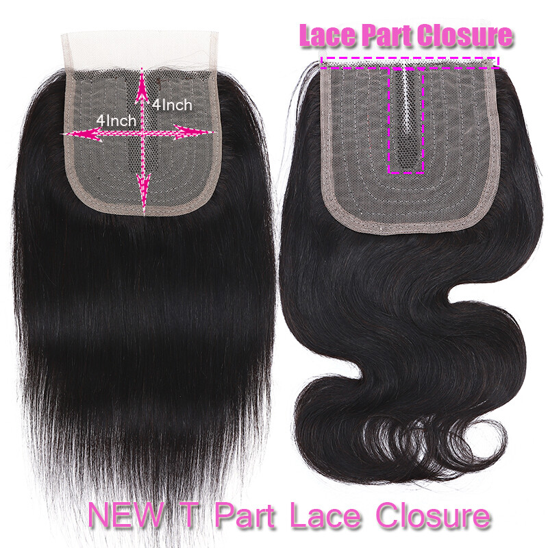 Unprocessed 3Bundles with 4*4 T Lace Closure Indian Virgin Human Hair Weave Weft