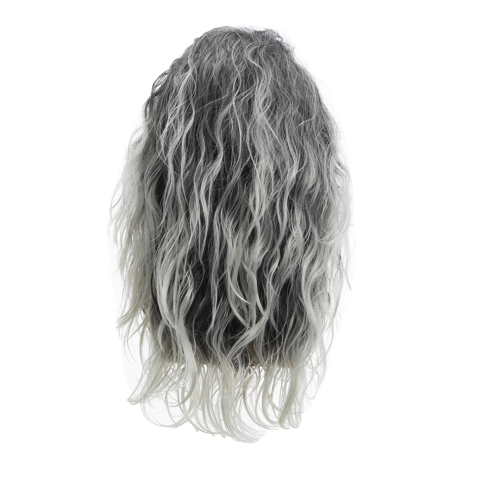 Long Curly Wavy Grey Men’s Wig Natural Party Halloween Cosplay Synthetic
