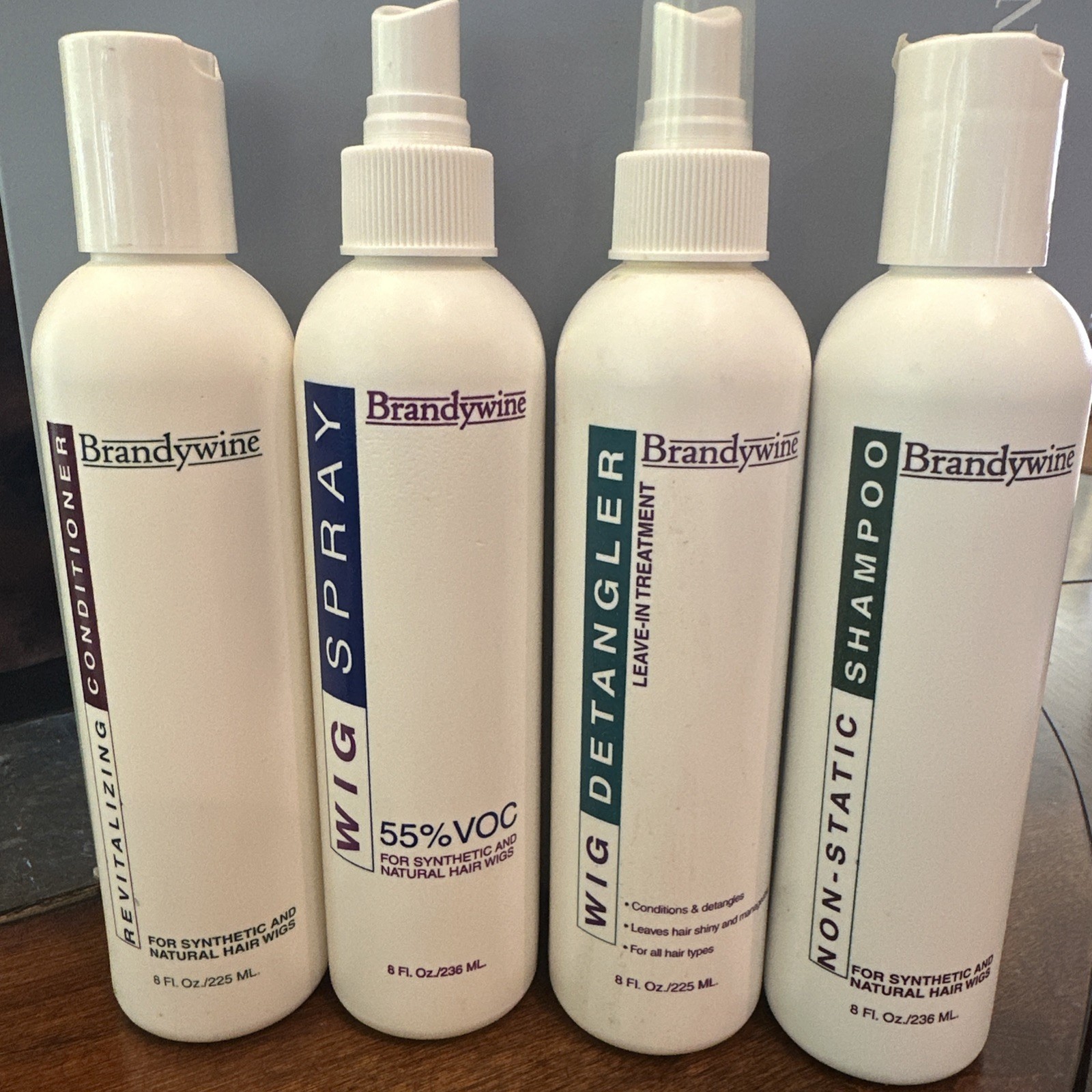 Brandywine Wig Shampoo Conditioner Spray Detangler 8oz Natural Synthetic Set x 4