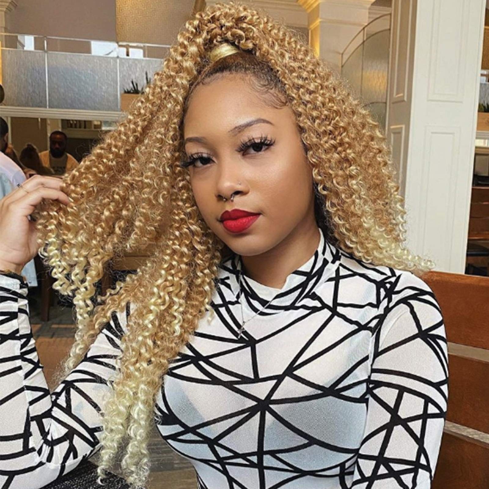 Leeven 24 Inch Long Water Wave Crochet Hair for Passion Twist 7 Packs Ombre Blon