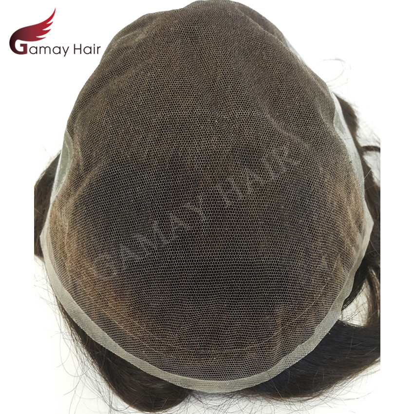 French Lace Front Mens Toupee Hairpiece Poly Skin Pu Hair Replacement System Wig