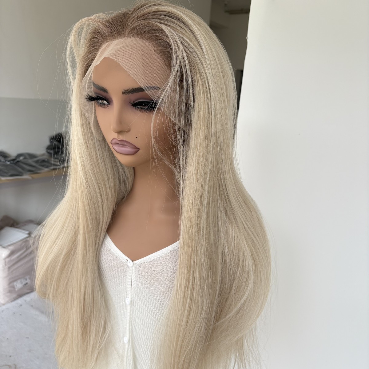 Women Highlight Blonde HD Lace Front Wig Heat Resistant Hair Long Straight