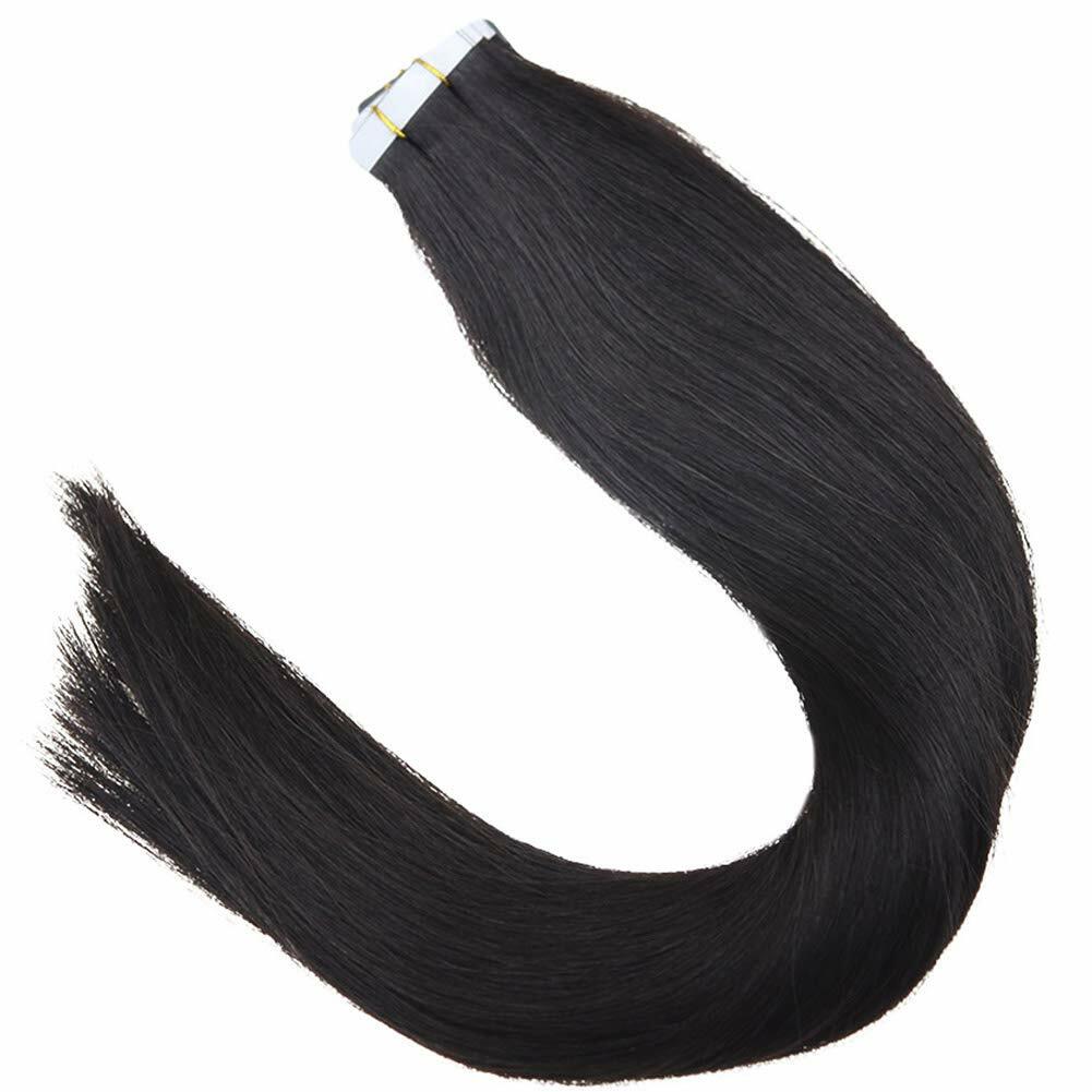 Reusable Tape in Hair Extensions Real Remy Human Hair Seamless SkinWeft Straight