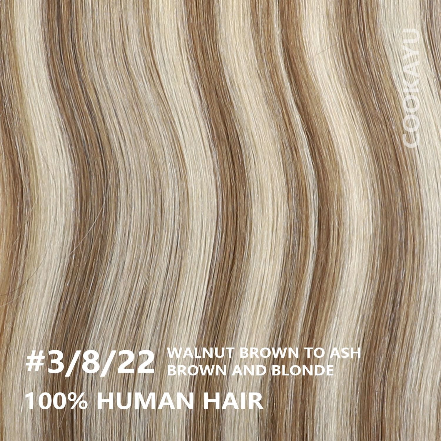 Clip in Hair Extensions Real Human Hair, 18inch 120g 7Pcs 3/8/22 Walnut Brown…