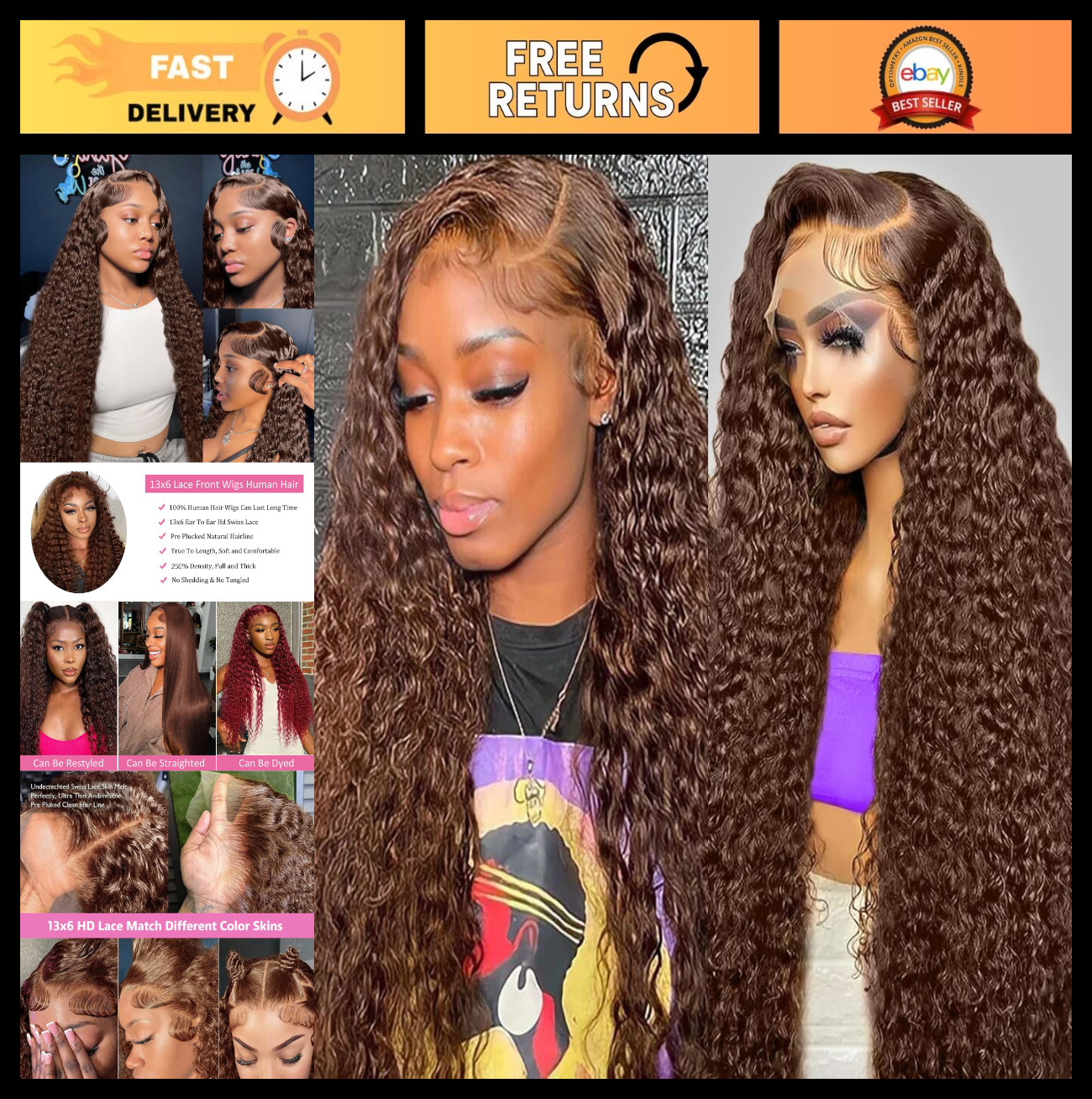 250 Density 13×6 Deep Wave Lace Front Wig – HD Transparent Lace, Pre-Plucked, 38