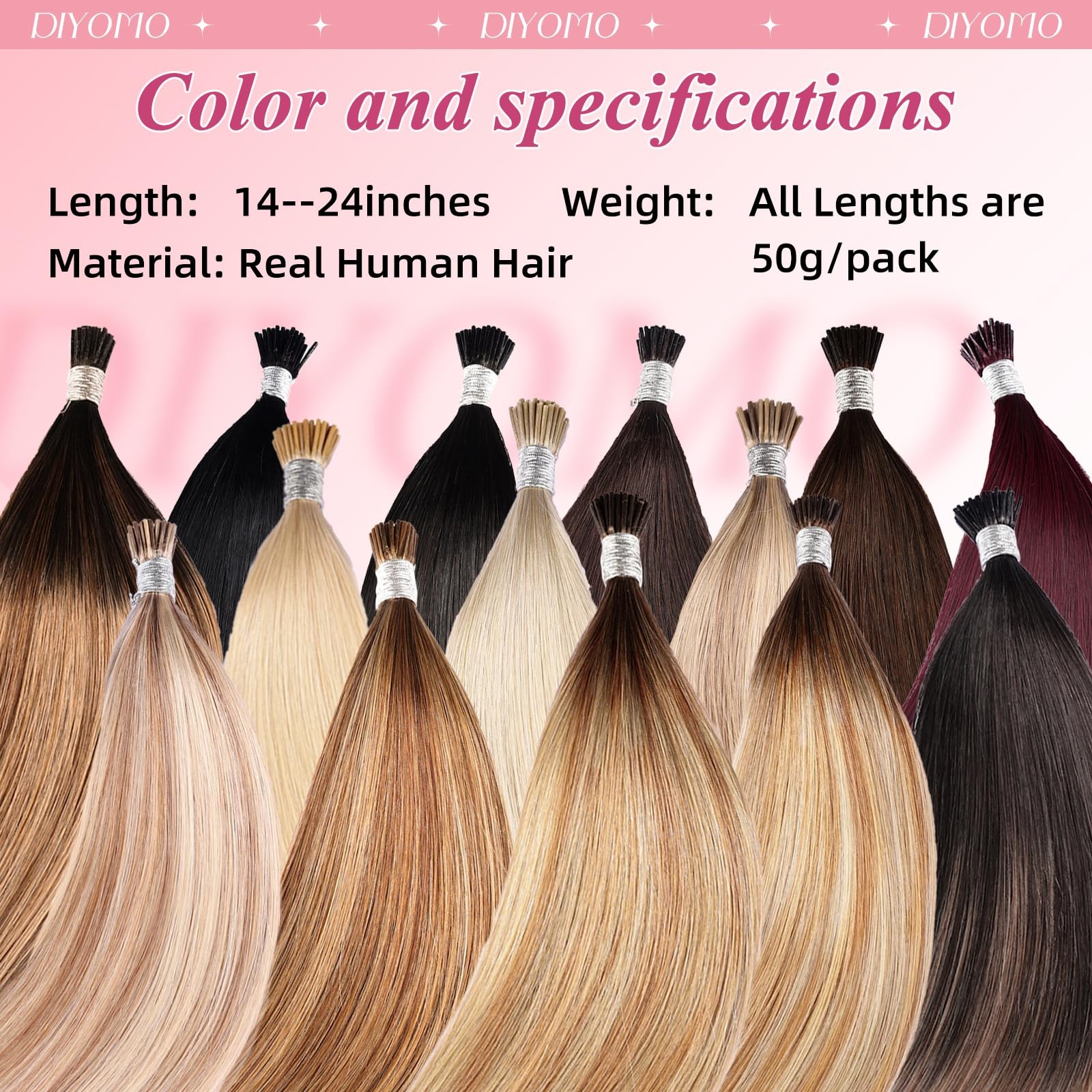 Diyomo I Tip Hair Extensions – Human Hairash Brown Highlighted Bleach Blonde 18