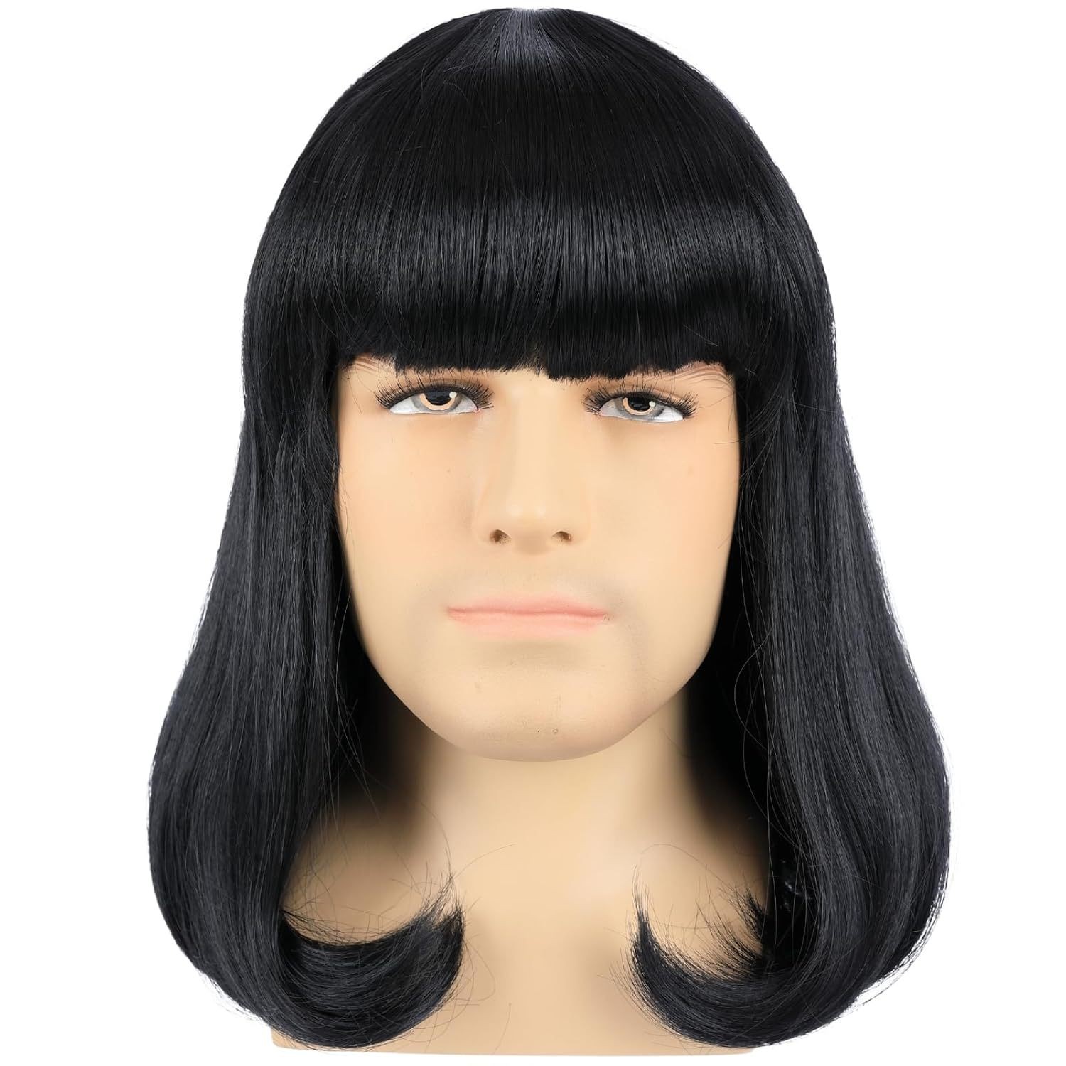 European American Style Full Bang Bob Wig for Men Fashion Synthetic Full Head