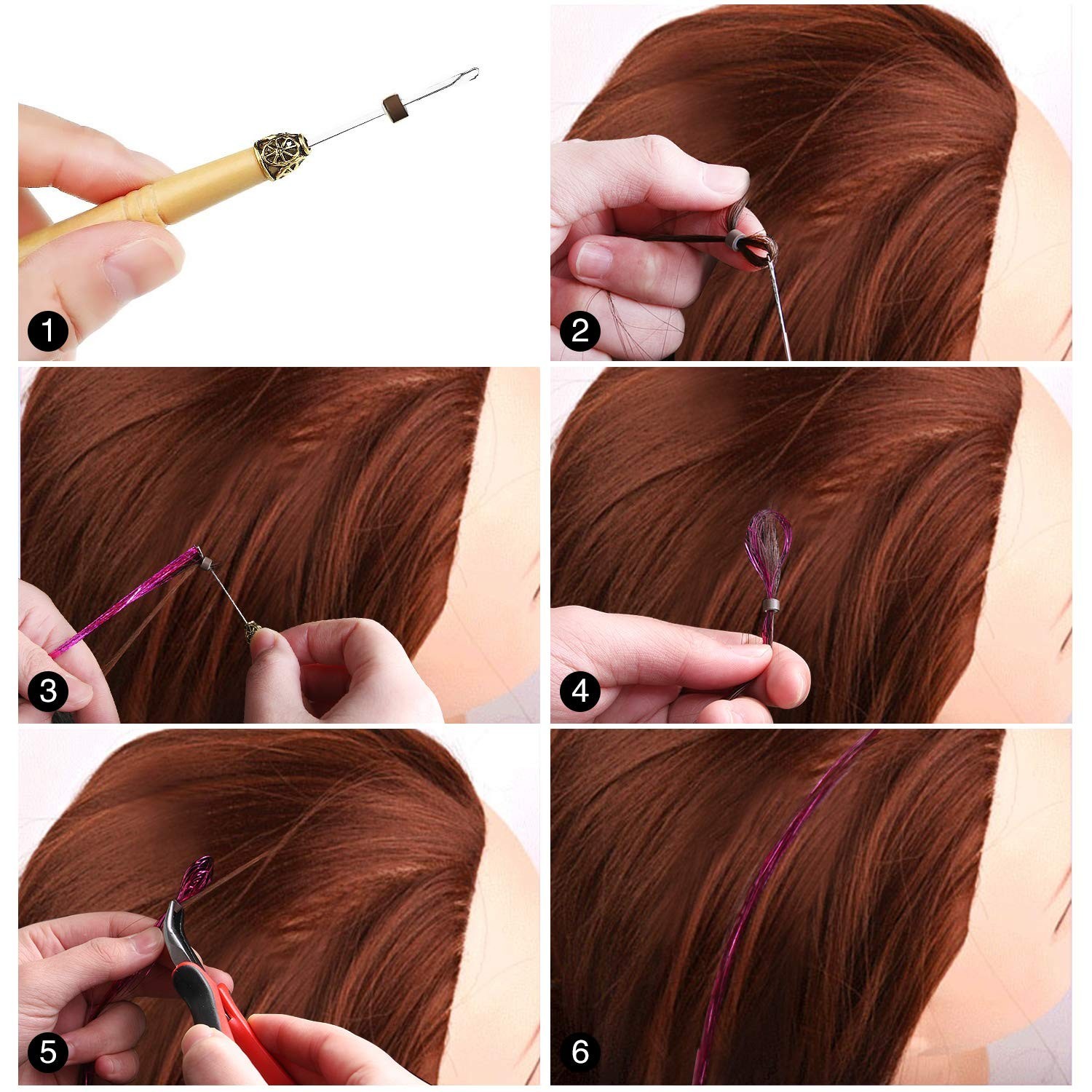 Customizable 47 Inch Tinsel Hair Extension Kit – 2400 Sparkling Strands Included