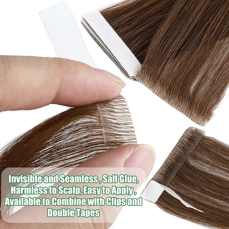 Tape In Stick 100% Remy 8A Human Hair Extensions Full Head Skin Weft Thick Long