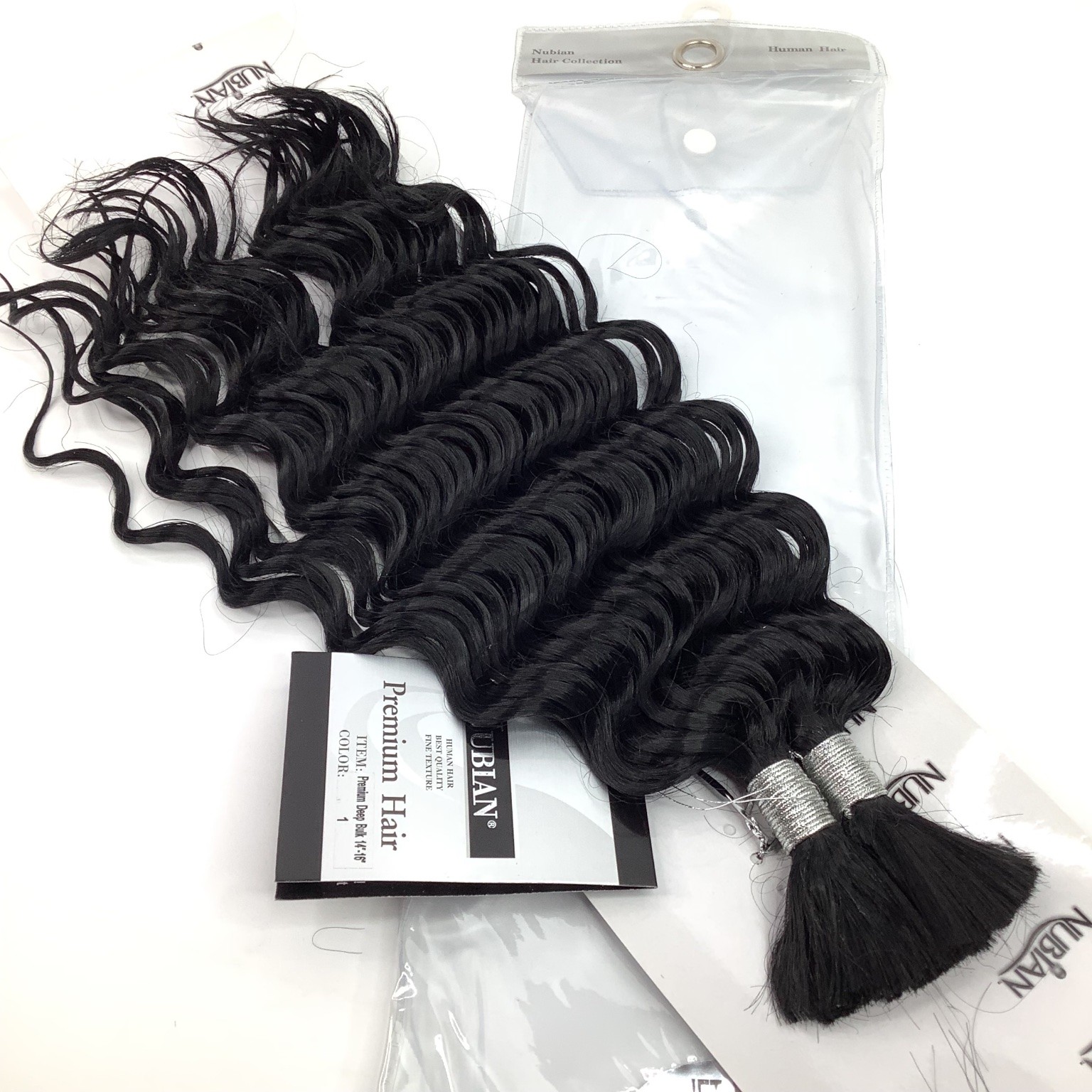 NUBIAN Premium Deep Bulk Human Hair Extensions 14″-16″ Color 4 Wavy