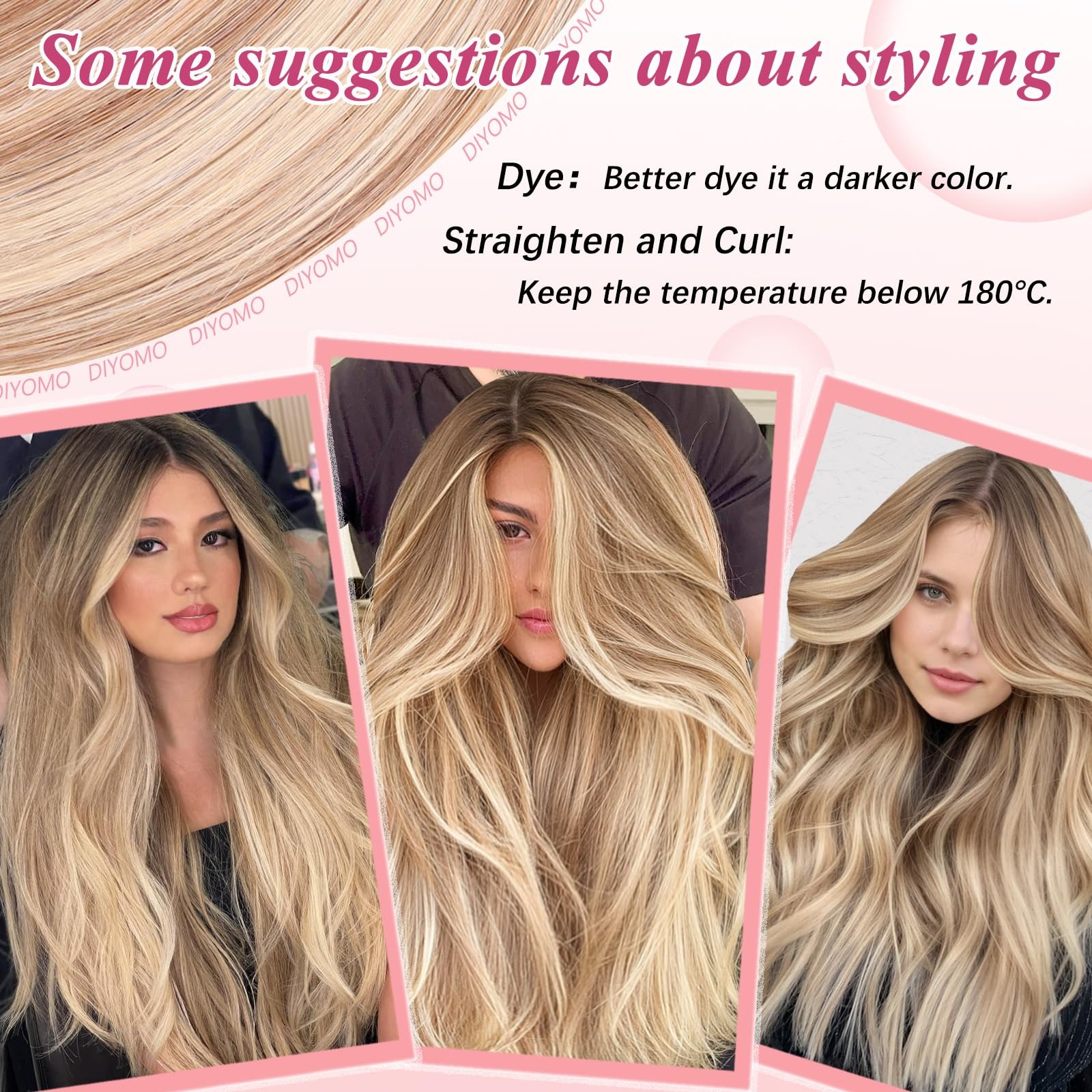 Diyomo I Tip Hair Extensions – Human Hairash Brown Highlighted Bleach Blonde 18