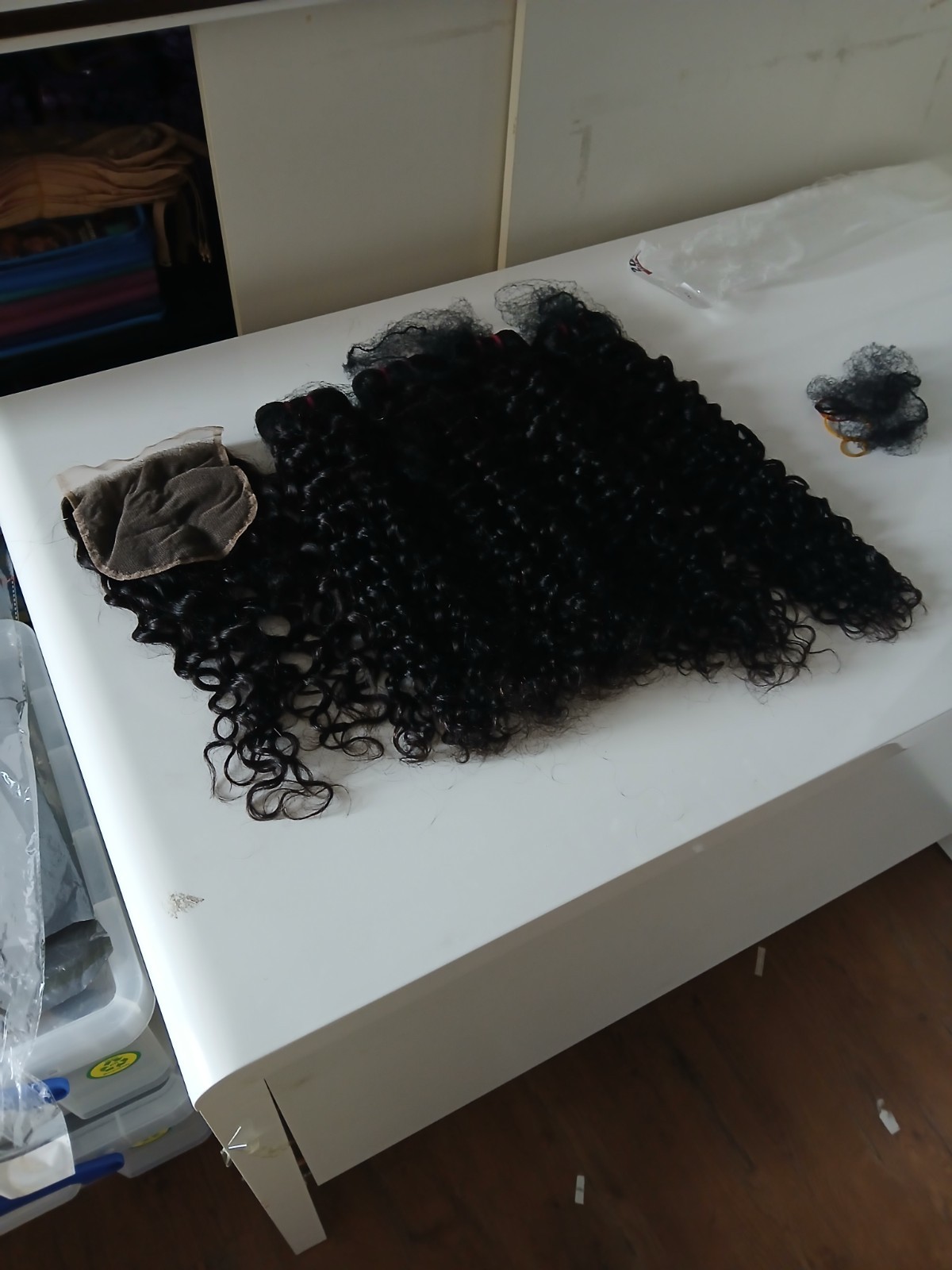 12A 18+18+20+20&16INCH 5X5 WIDER LACE CLOSURE BRAZILIAN HUMAN HAIR WATER WAVE 1B