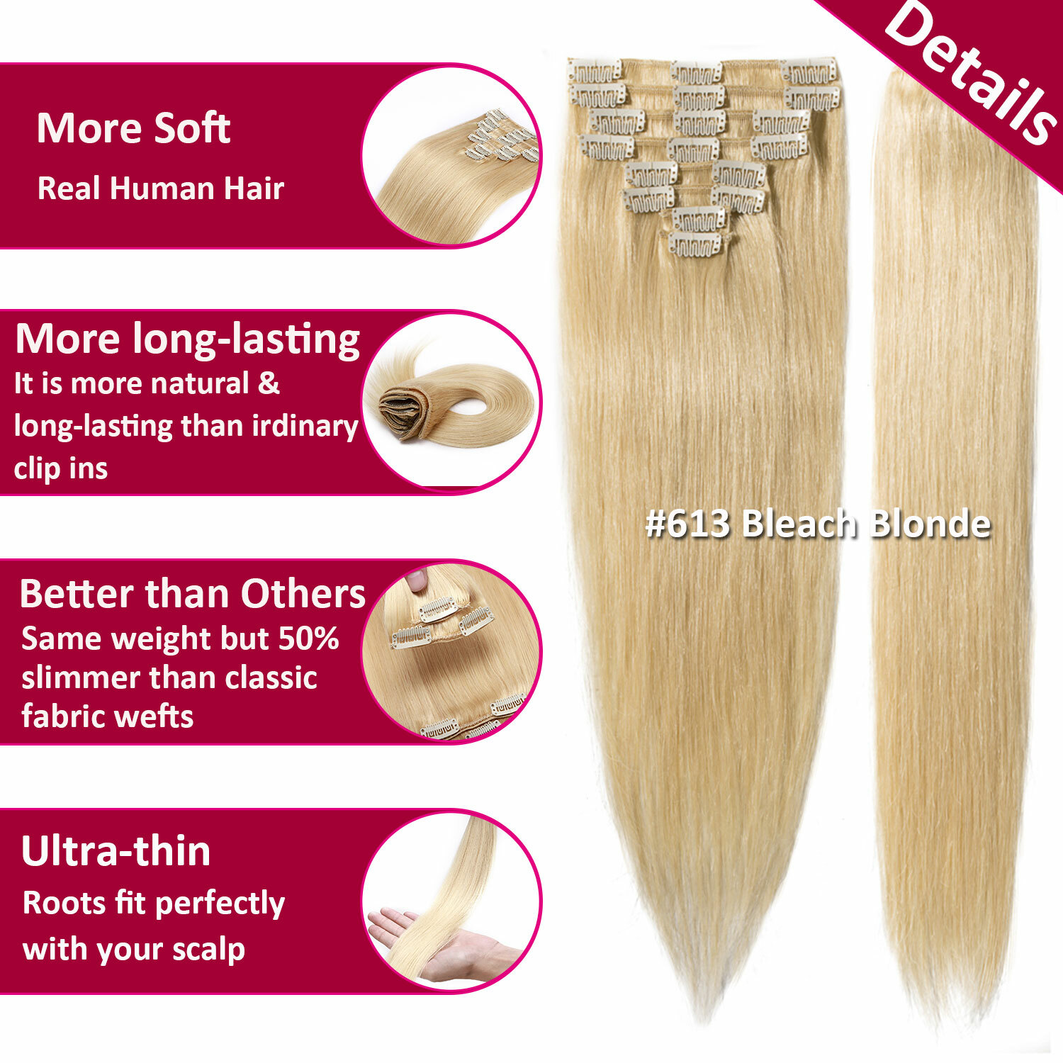 Balayage Clip In Human Hair Extensions 100%Real Remy Hair Full Head US CLEARANCE