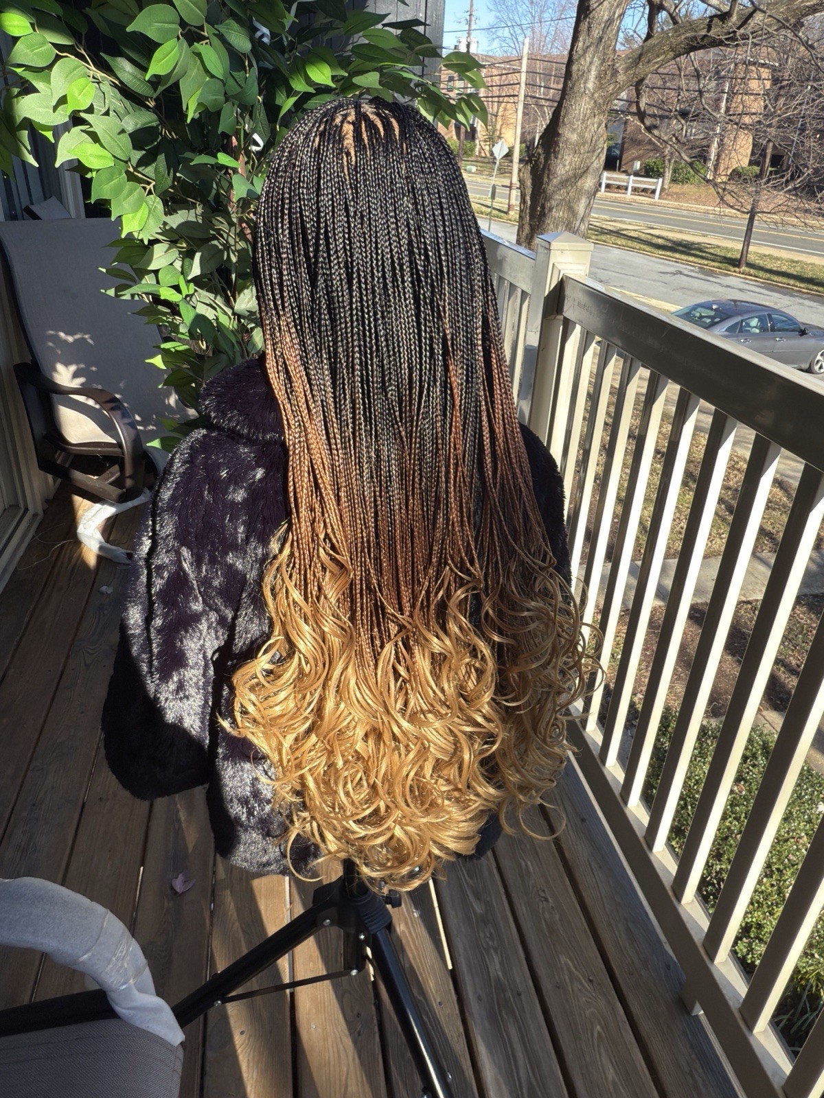 Long Braided Curly Wig for Women | Black Brown Blonde Ombre | Fashion Hairpiece