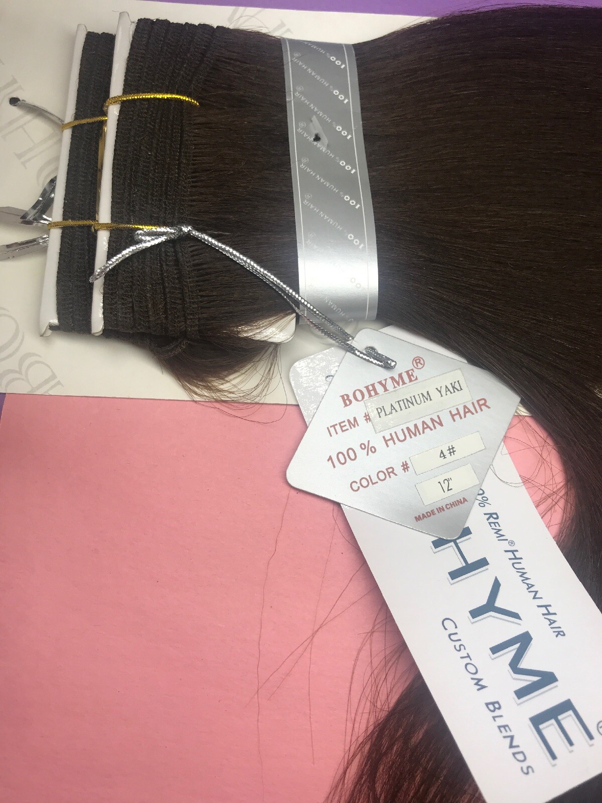 Bohyme Remi Human Hair Machine_Tied_PLATINUM_YAKI_12″_#4