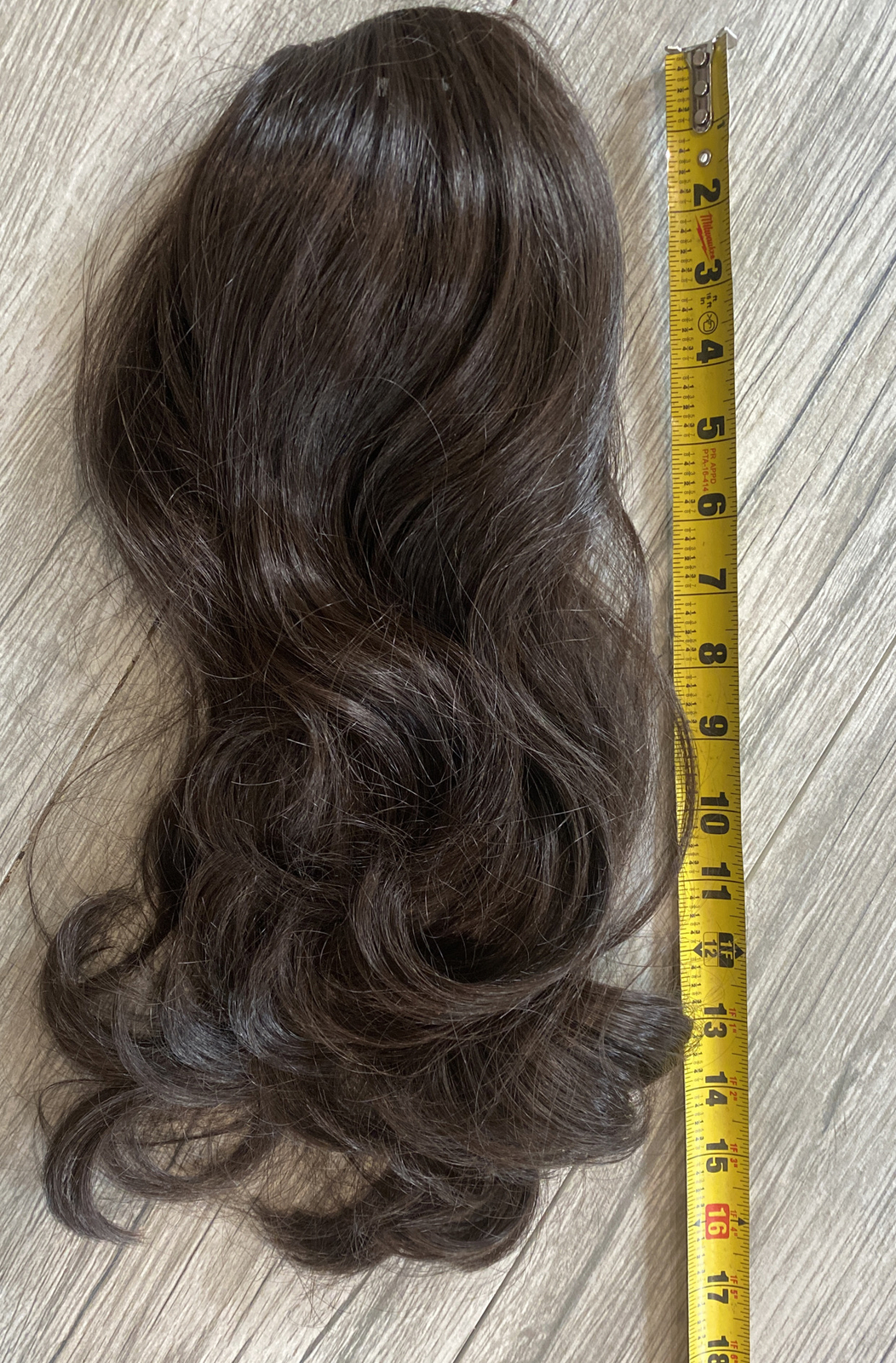 Hair Couture Dark Brown Hair with 6 Combs to clip on 18″ length worn one time!