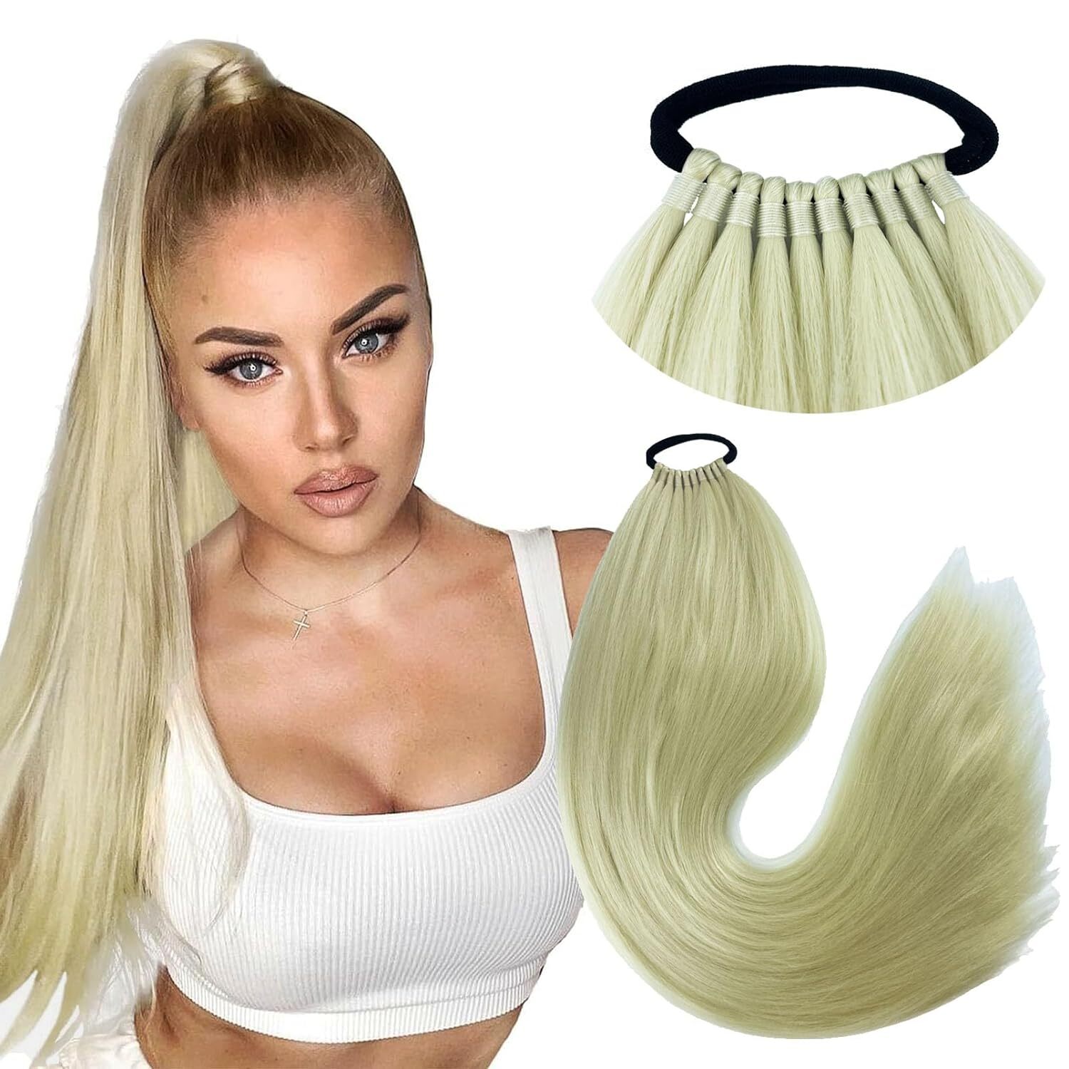 Ponytail Extension Warp Around Pony Tail with Hair Tie 24inch Long Synthetic