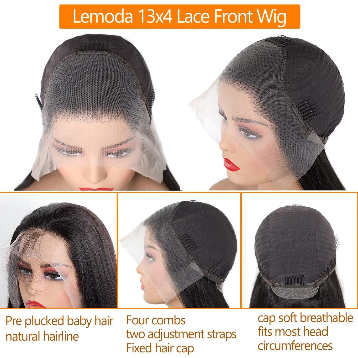 Lemoda 15A Lace Front Wigs Human Hair Straight Human Hair Wig 24 Inch Outlet