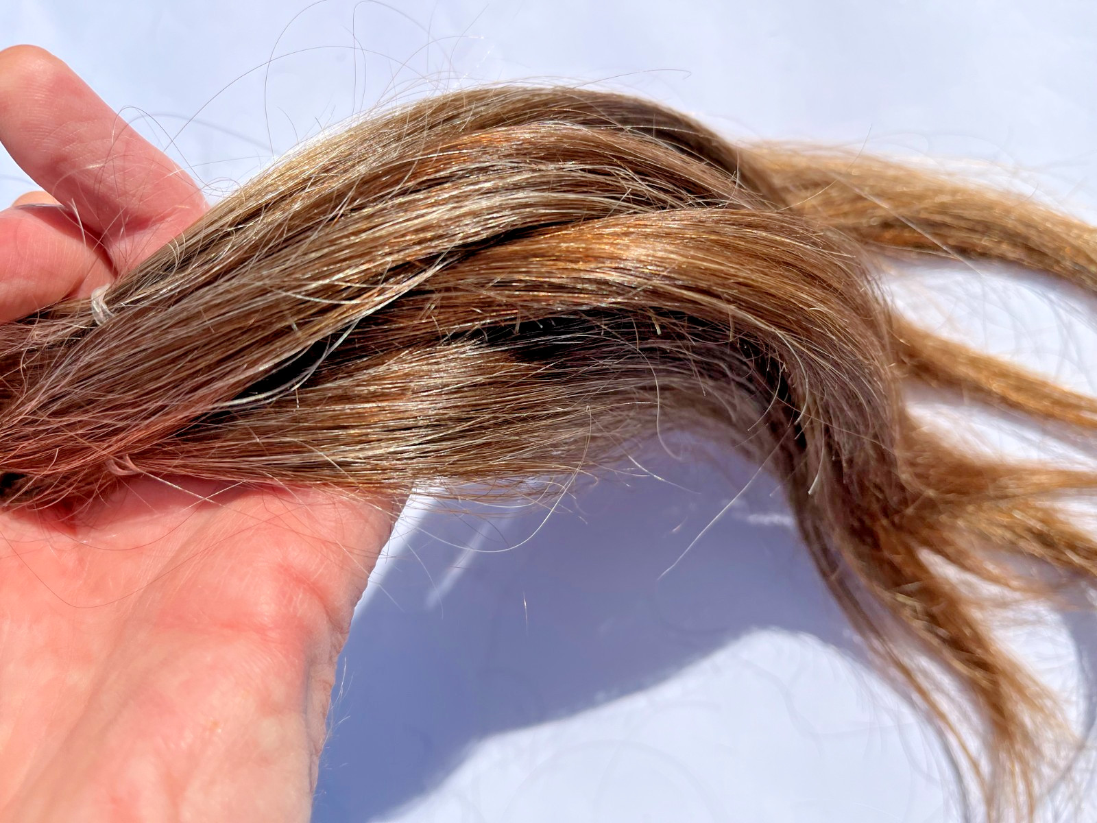 19-21 inches 3.1 oz. Virgin European Auburn Natural Gray Mix Human Hair Healthy!