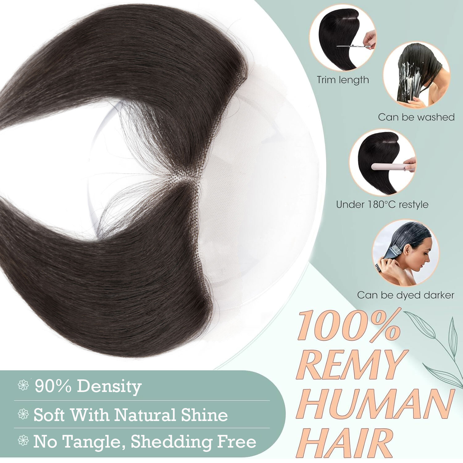 USA FULL LACE HAND-TIED FRONT HAIRLINE HUMAN HAIR PATCHES Hairpiece Women Topper