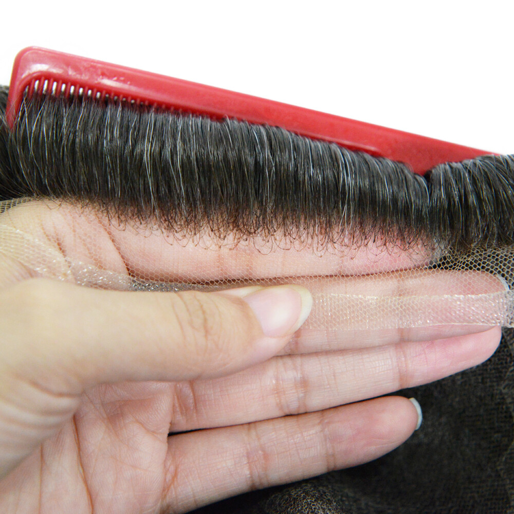 Mens Toupee Human Hair Systems Hair Replacement French Lace Front Hairpiece Q6