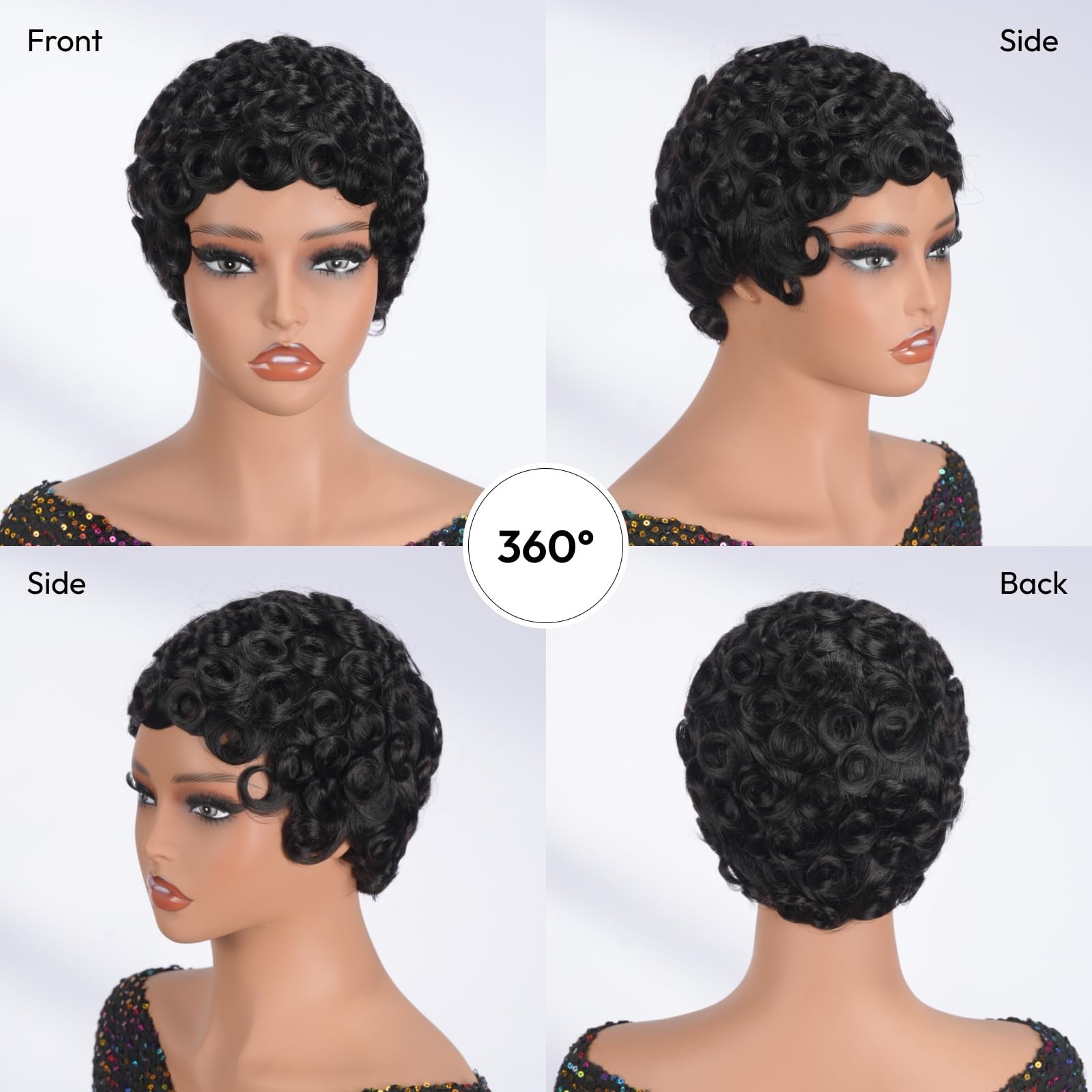 Short Curly Pixie Cut Wig for Women – 6 Inch Human Hair, Glueless, Ready to Wear