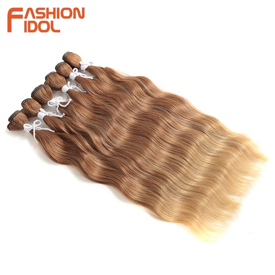 Water Wave Hair Bundles Synthetic Hair Extensions Ombre Blonde 6Pcs/Pack 20 inch