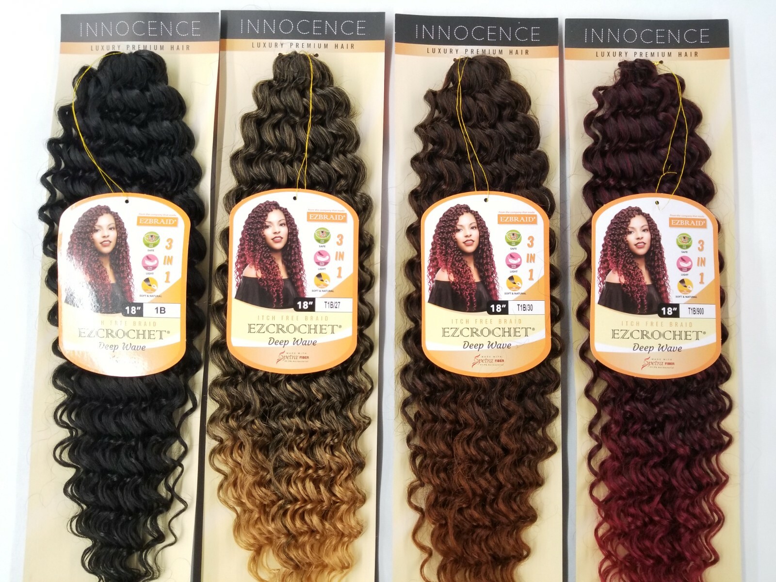 I&I Hair Innocence EZCROCHET Deep Wave Crochet Braiding Hair Spectra 18″