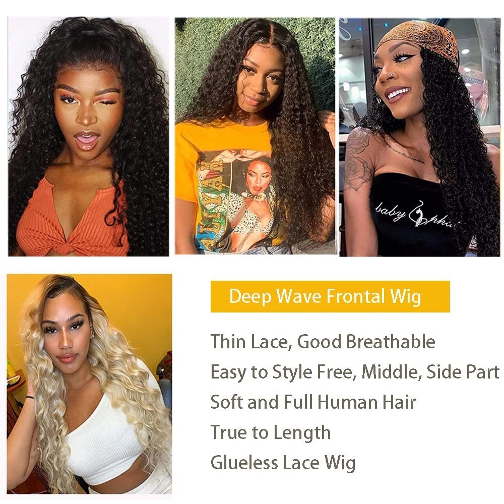 32 Inches Long Size Lace Front Wigs Human Hair 13×4 HD Transparent Deep Wave …