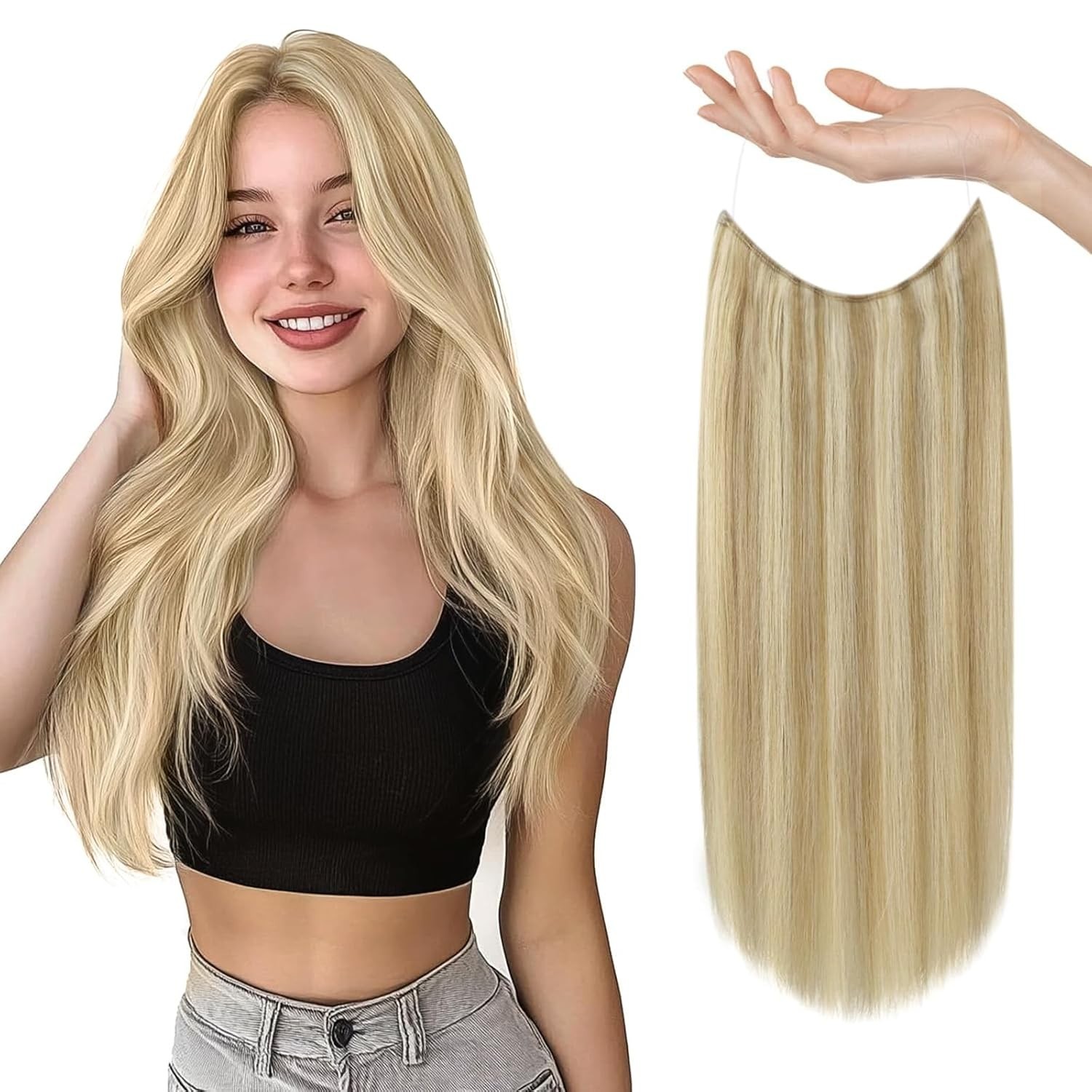 Sunny Hair FISHLINE 14″ Highlighted Honey Blonde Wire Hair Extensions FP P27-613