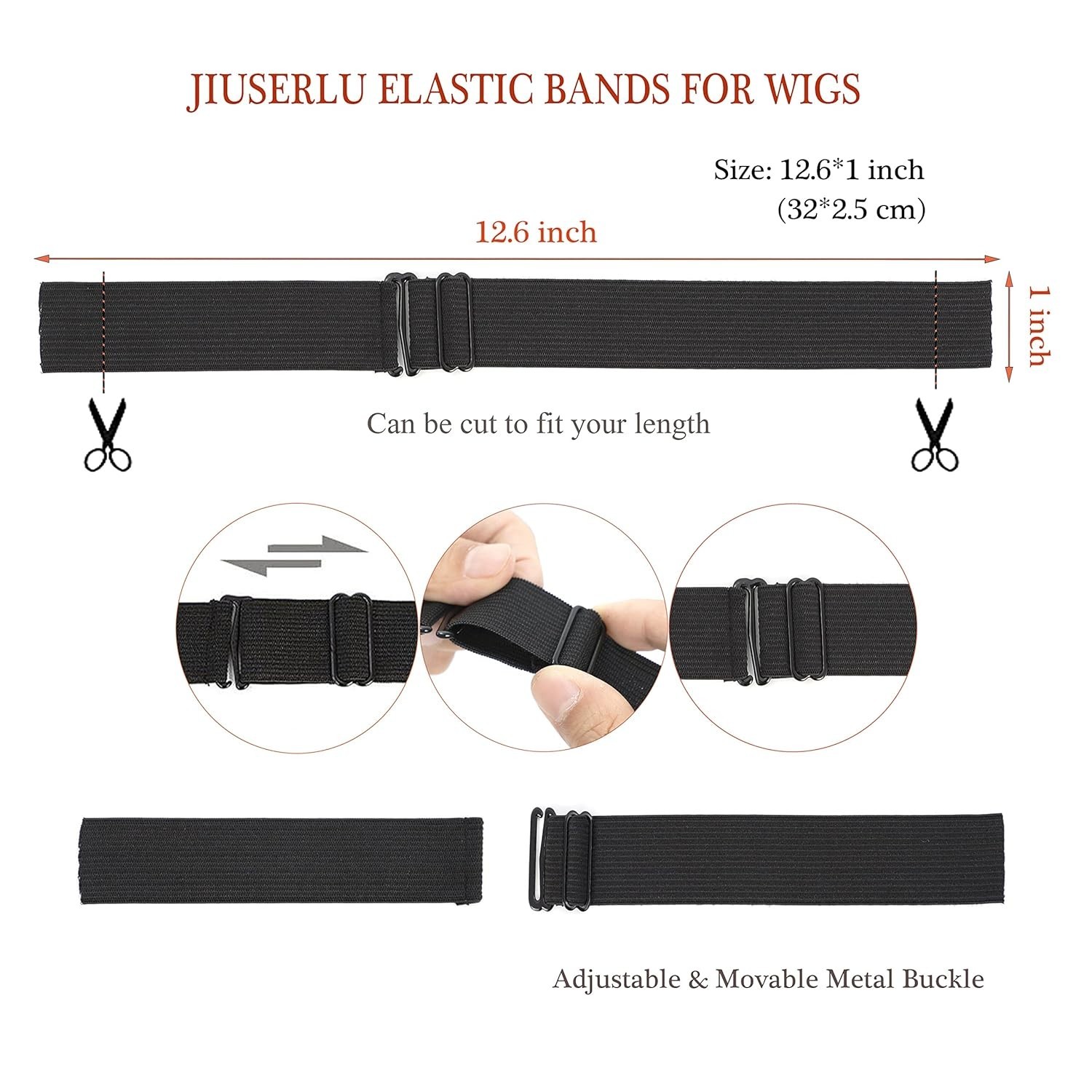 Adjustable Elastic Bands Straps for Wigs – Black 10pcs