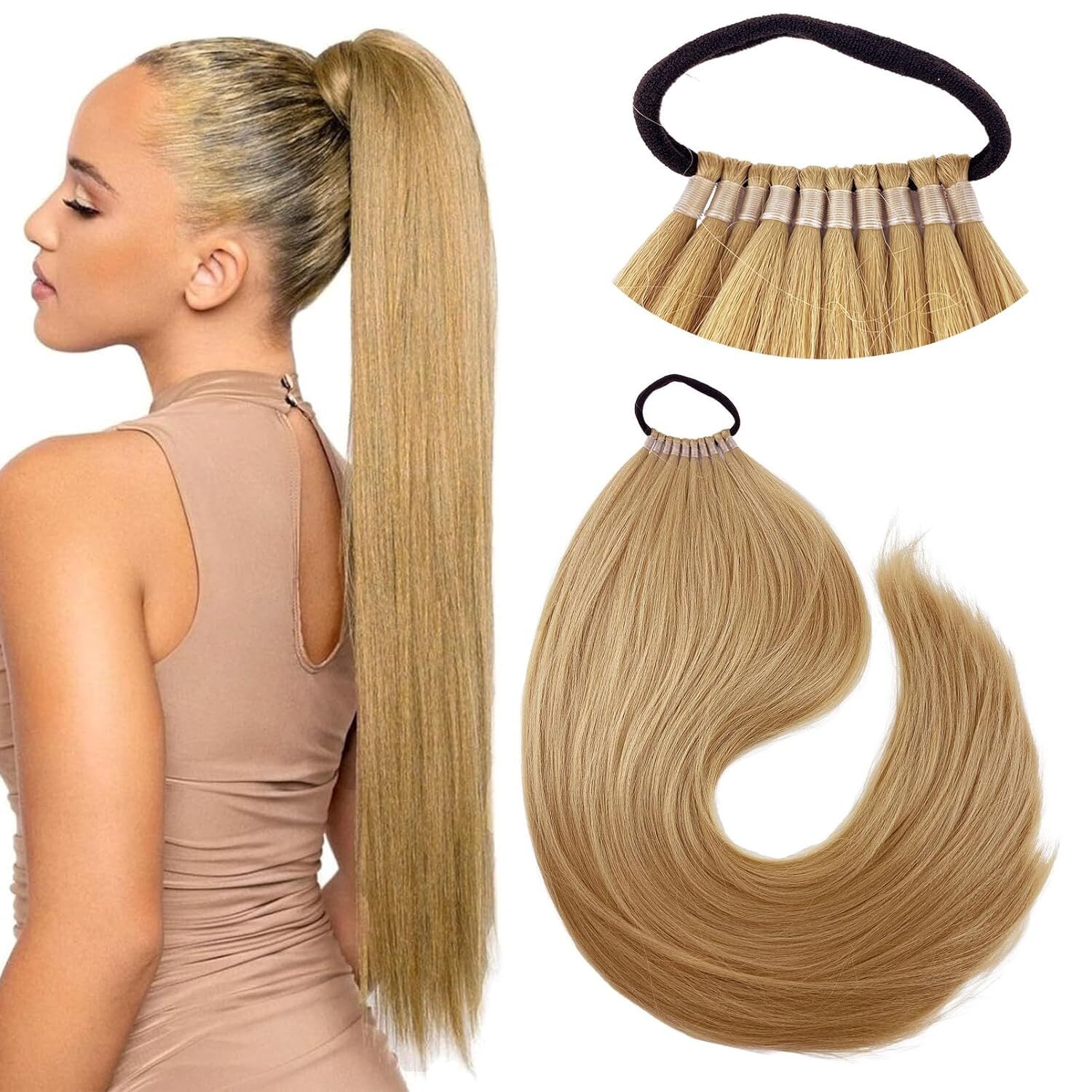 Ponytail Extension Warp Around Pony Tail with Hair Tie 24inch Long Synthetic