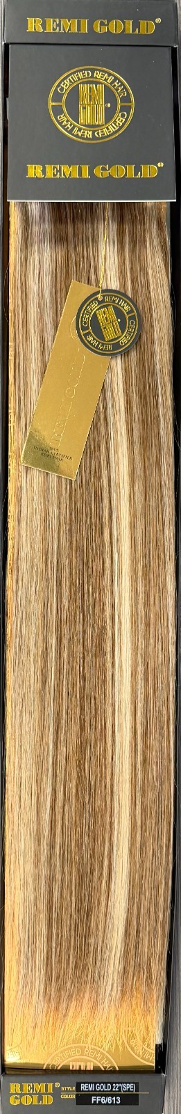Sensual Indian Remi Gold 100% Human Hair Extensions 22″ Straight #6/613 Blend