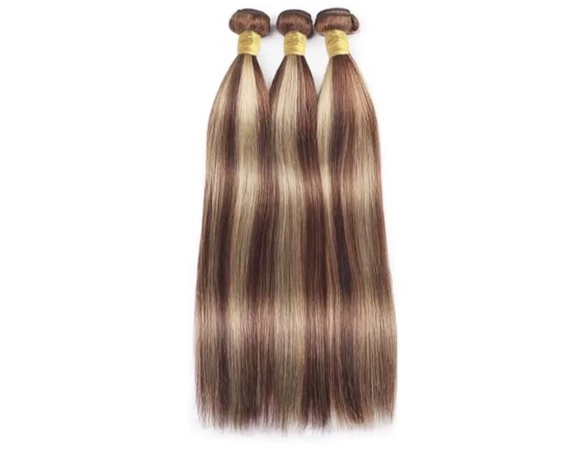 Sew in Straight 3 pack 22” p33/613 HUMAN HAIR RED BROWN BLONDE extensions – NEW