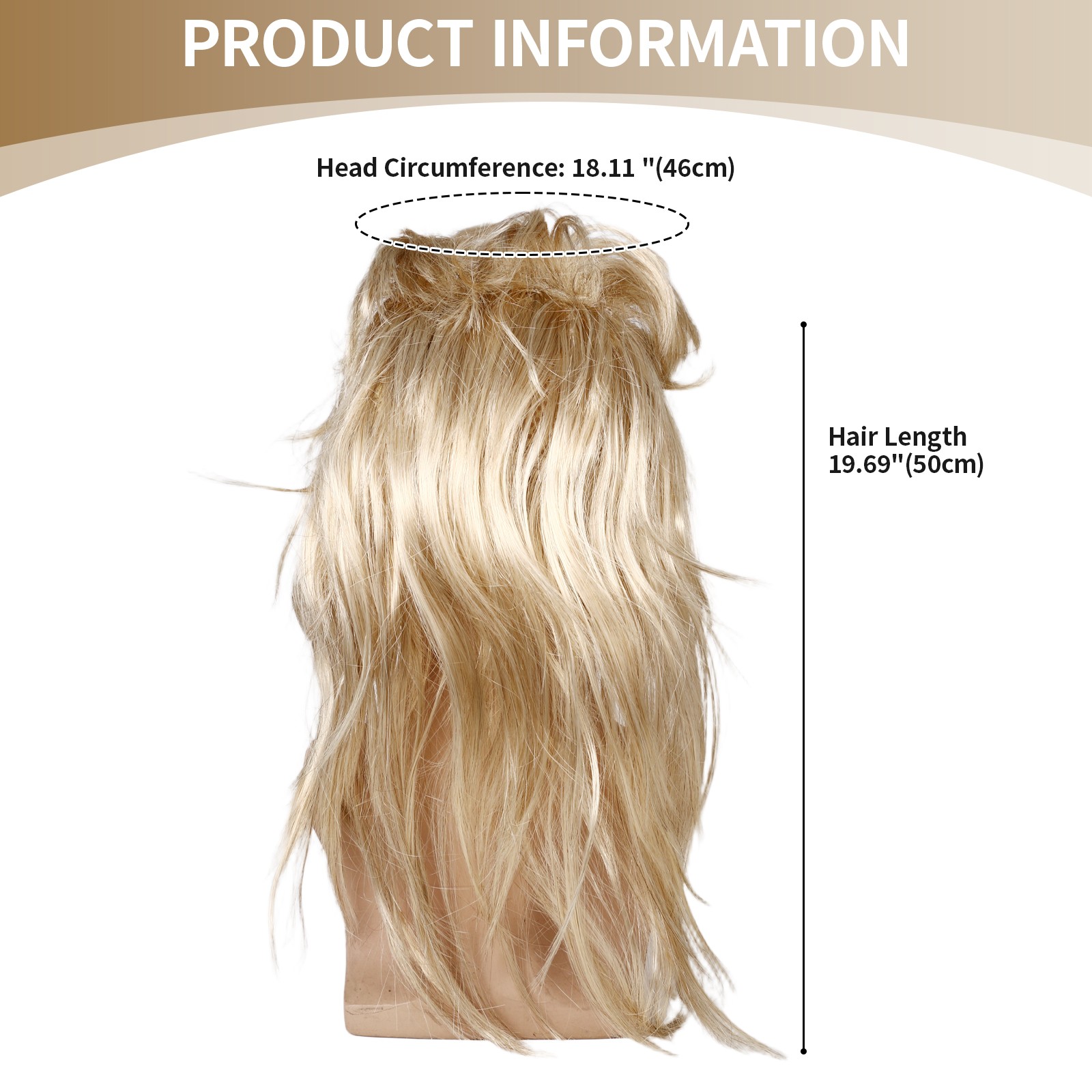 Men’s 80s Mullet Long Wig Halloween Costume Party Cosplay Wigs Washable Reusable