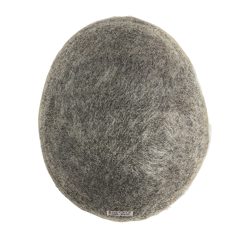Toupee for Men Hair System Full French Lace Human Hair Reoplacement Grey #1B65