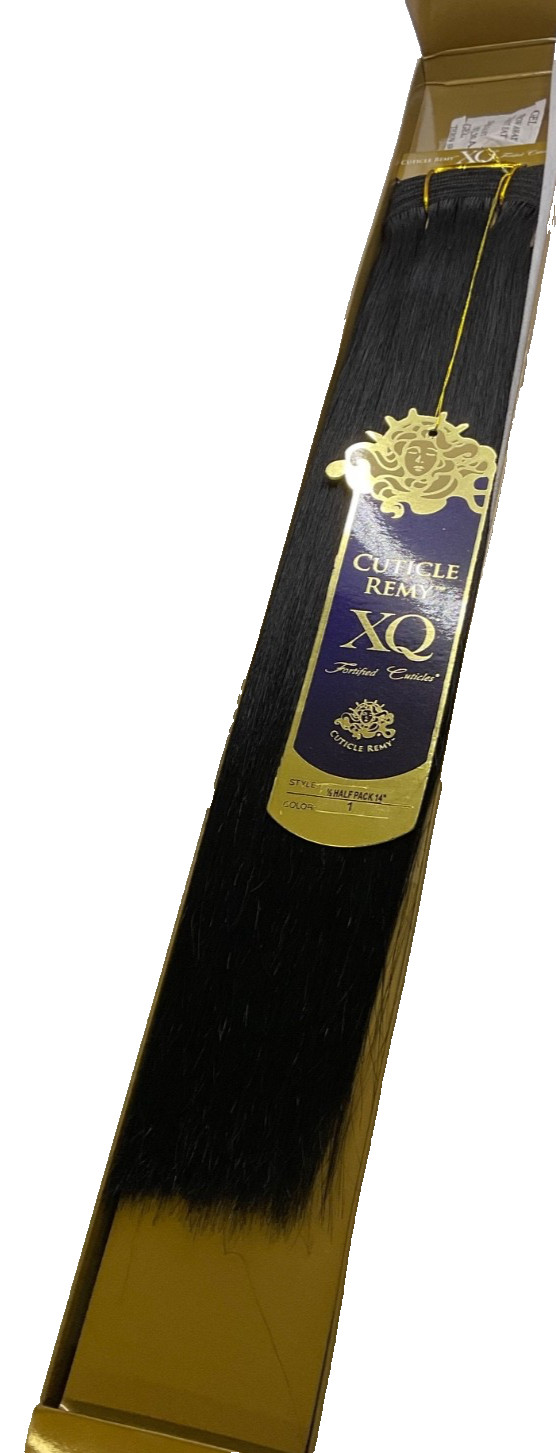 SHAKE-N-GO XQ CUTICLE Remy Yaky Human Hair Weave 14″ #1 , 1/2 Pack