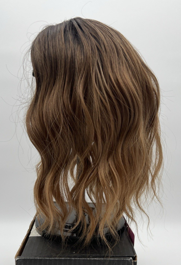 Brown Dark Roots Short Wavy 10in Women Premium Hair Topper