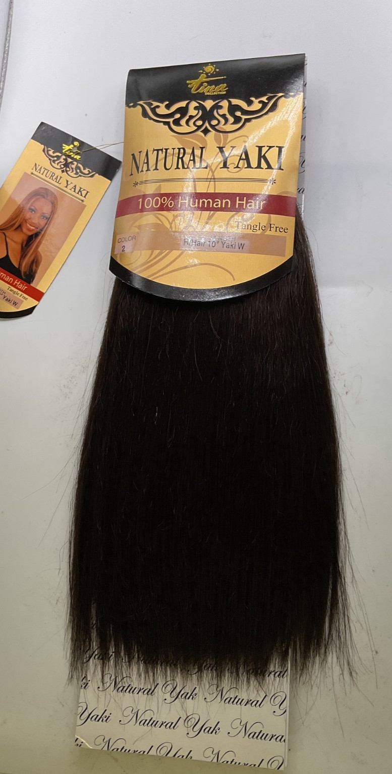 Tina Collection Natural Yaki 100% Human Hair Yaki W 10″ Color: 2, 1 pack