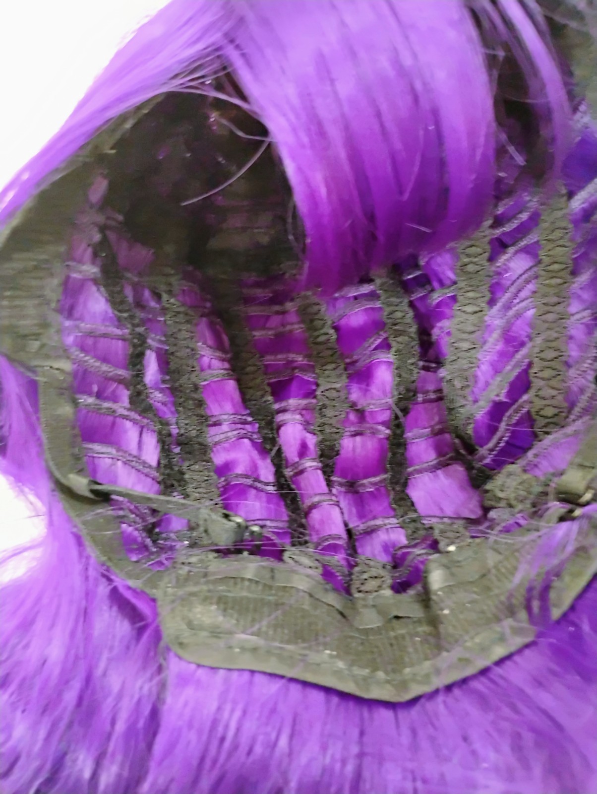 Batisi Dark Purple Wave Synthetic Hair Fiber Bangs Wig Cosplay Halloween New